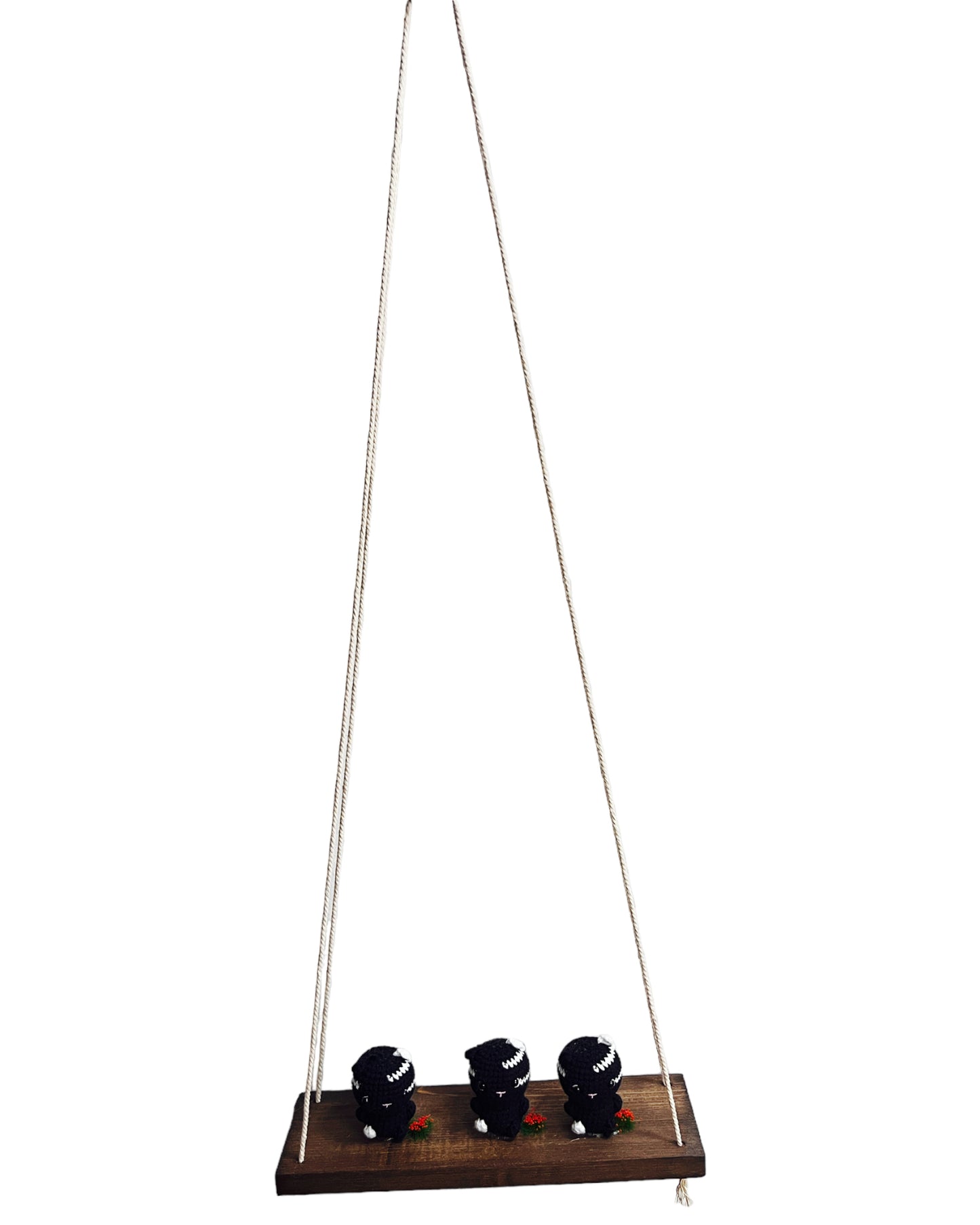 Black cats on a swing Hanging Wall Shelf