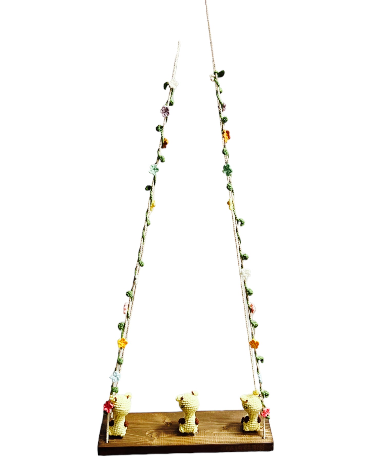 Giraffes on a swing Hanging Wall Shelf