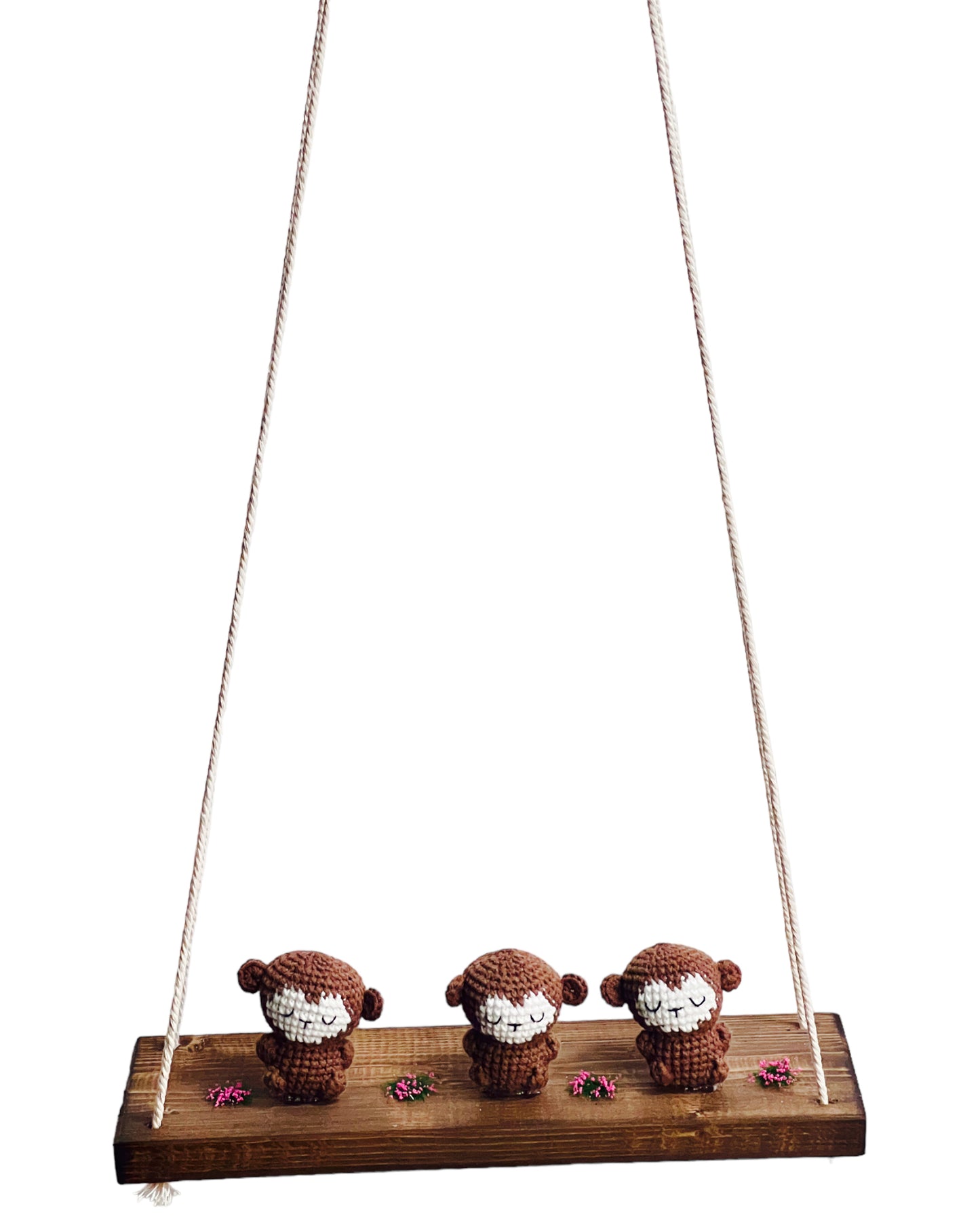 Monkeys on a swing Hanging Wall Shelf