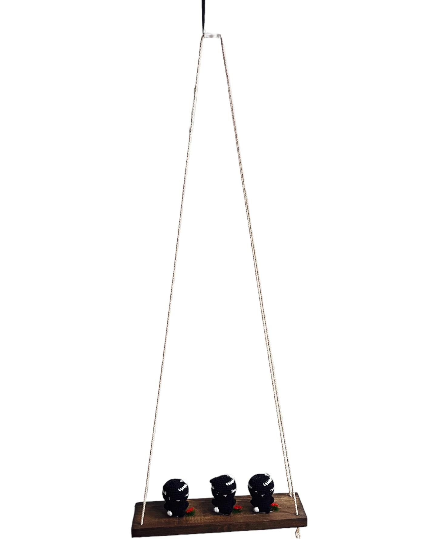 Black cats on a swing Hanging Wall Shelf