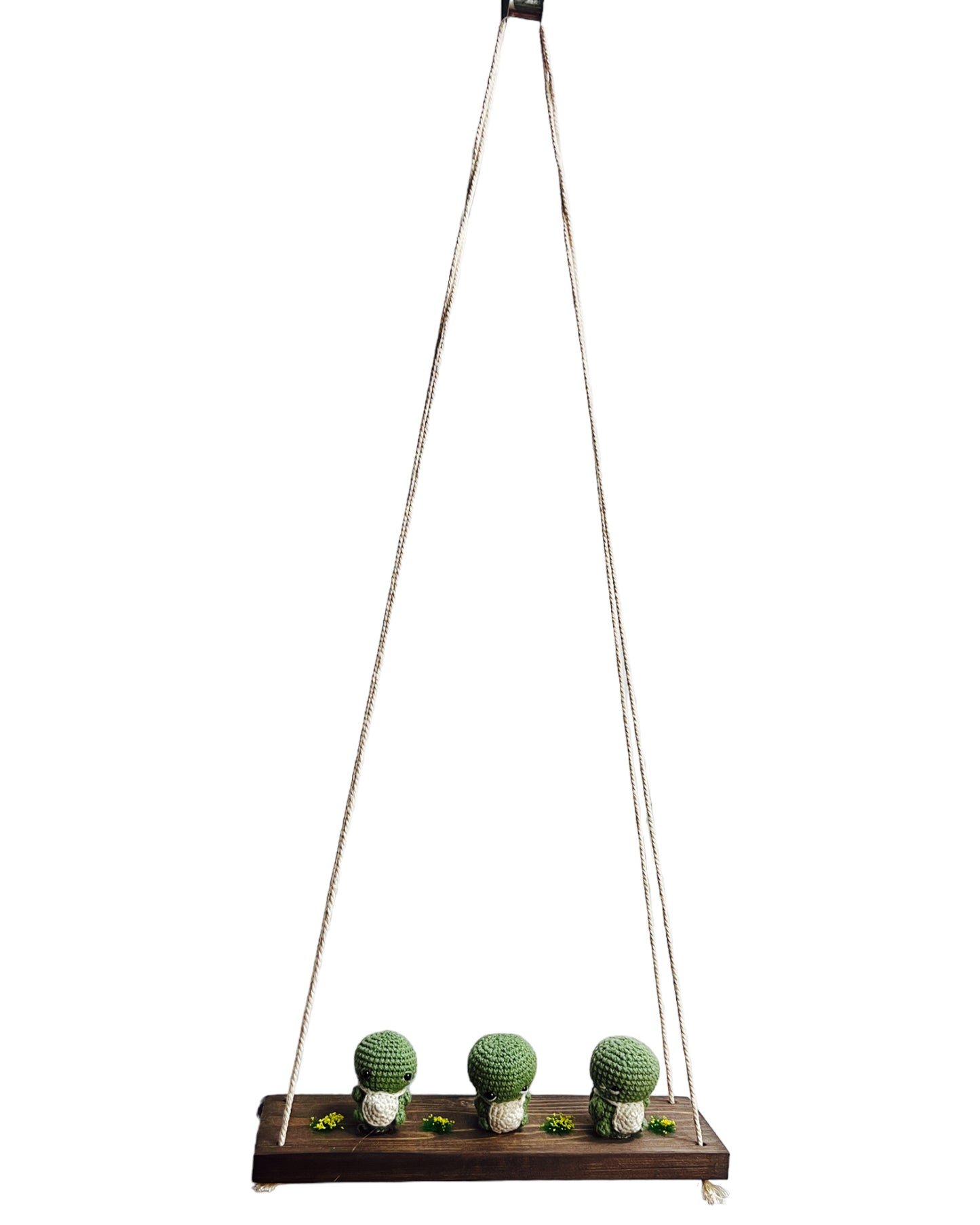 Turtles on a swing Hanging Wall Shelf