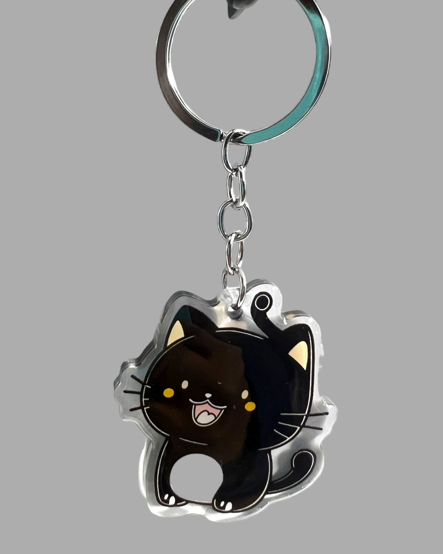 American Short Hair Cat Acrylic Keychain Cute kawaii animal memorial ornament, pet portrait charm gift backpack photo fob or dad car décor