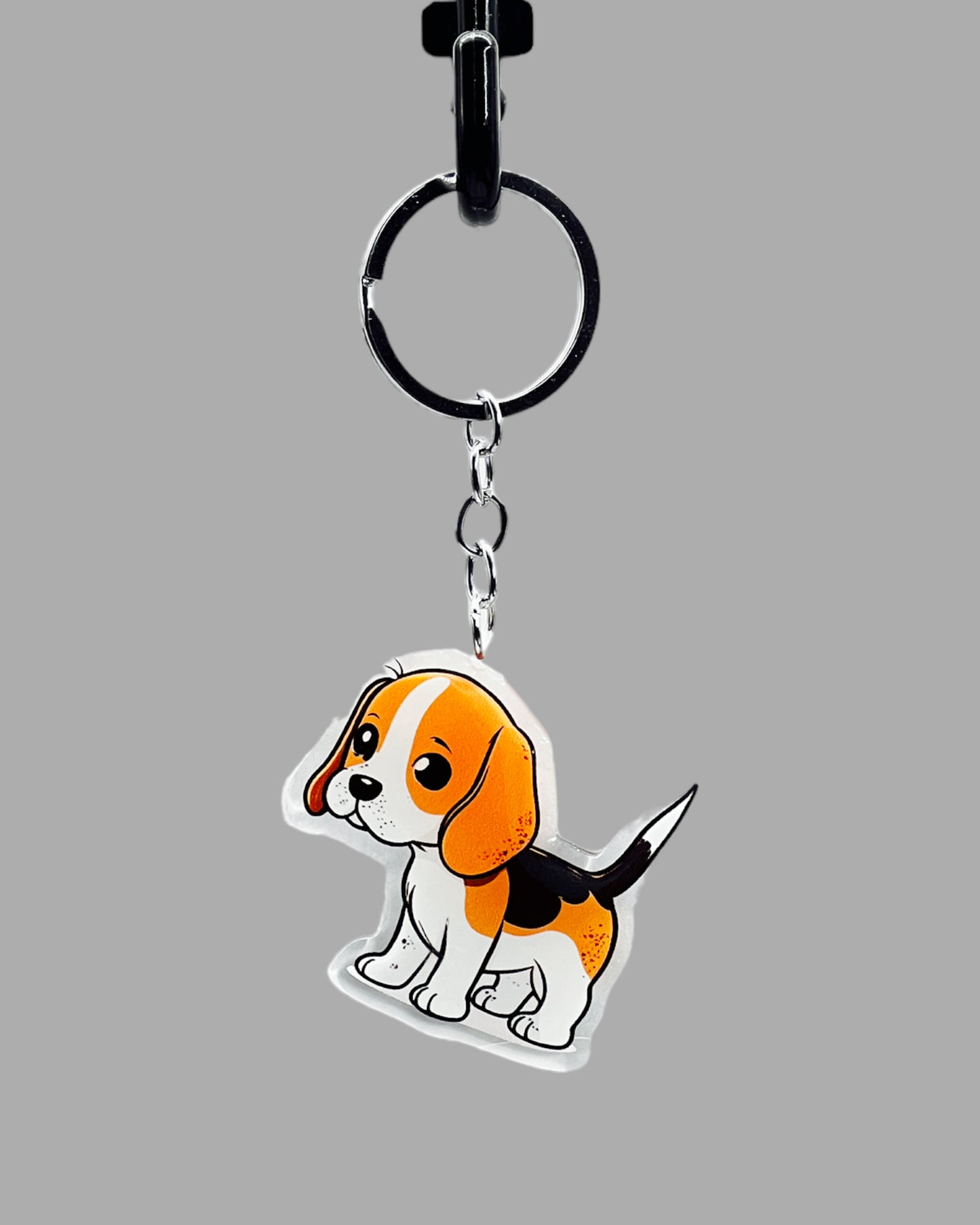 Beagle Dog Acrylic keychain, Cute kawaii animal memorial ornament, pet portrait charm gift backpack photo fob or dad car décor