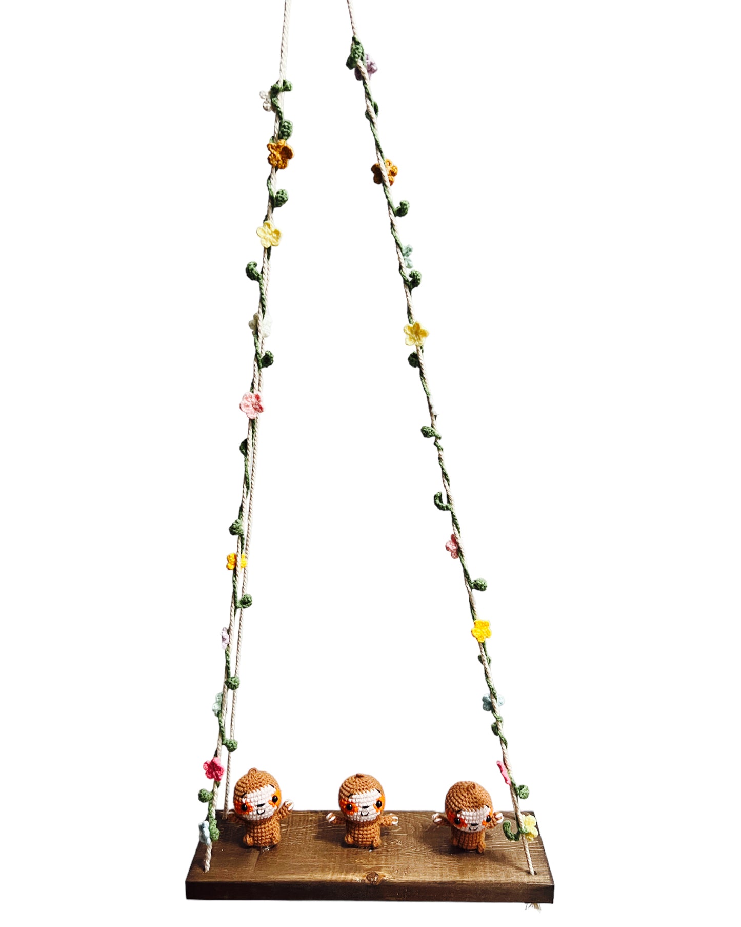 Sloths on a swing Hanging Wall Shelf