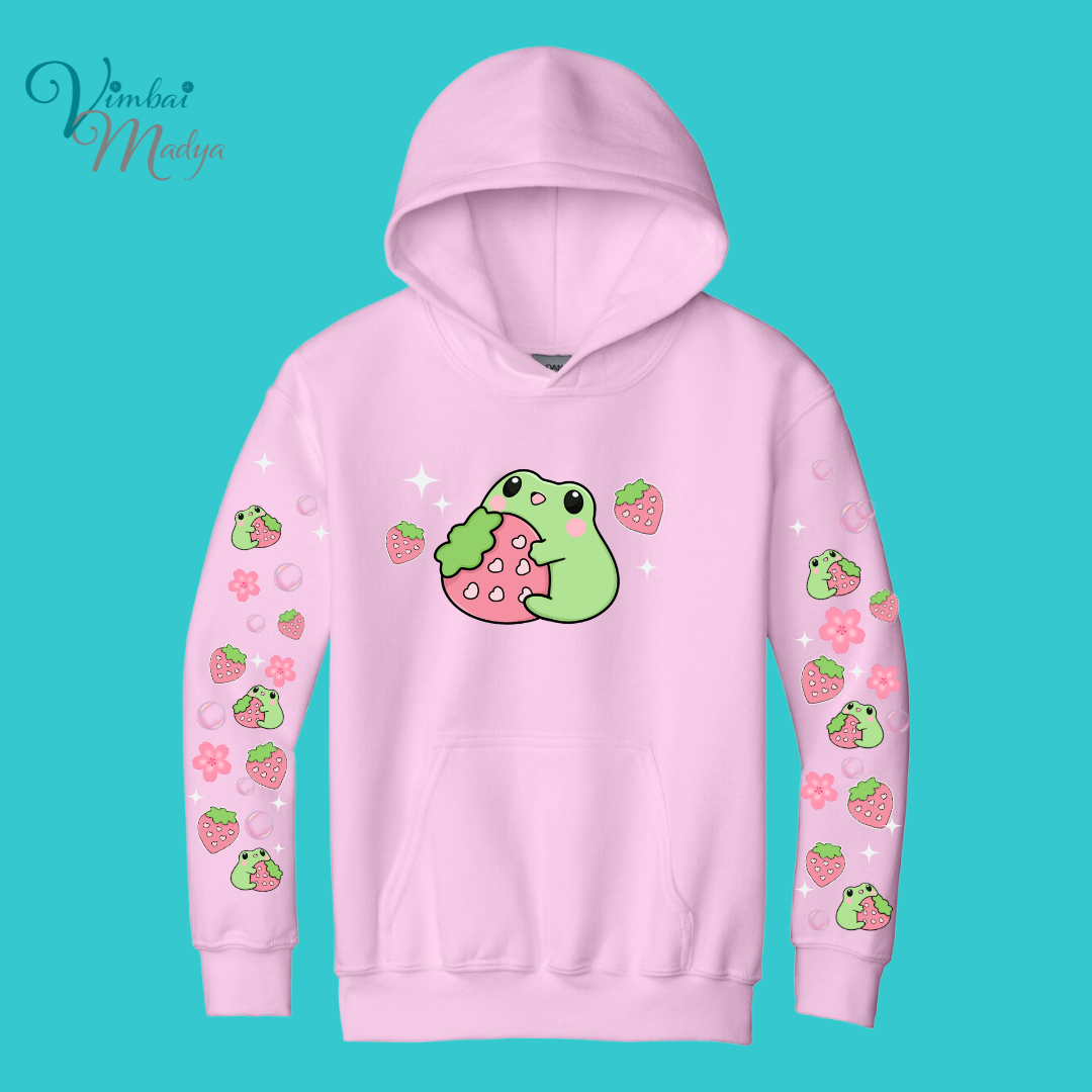 Kawaii Frog Youth Sweater Hoodie : Perfect Birthday Gift & Fall Winter Essential . Trendy, Unisex Style for Your Best Friend's Wardrobe
