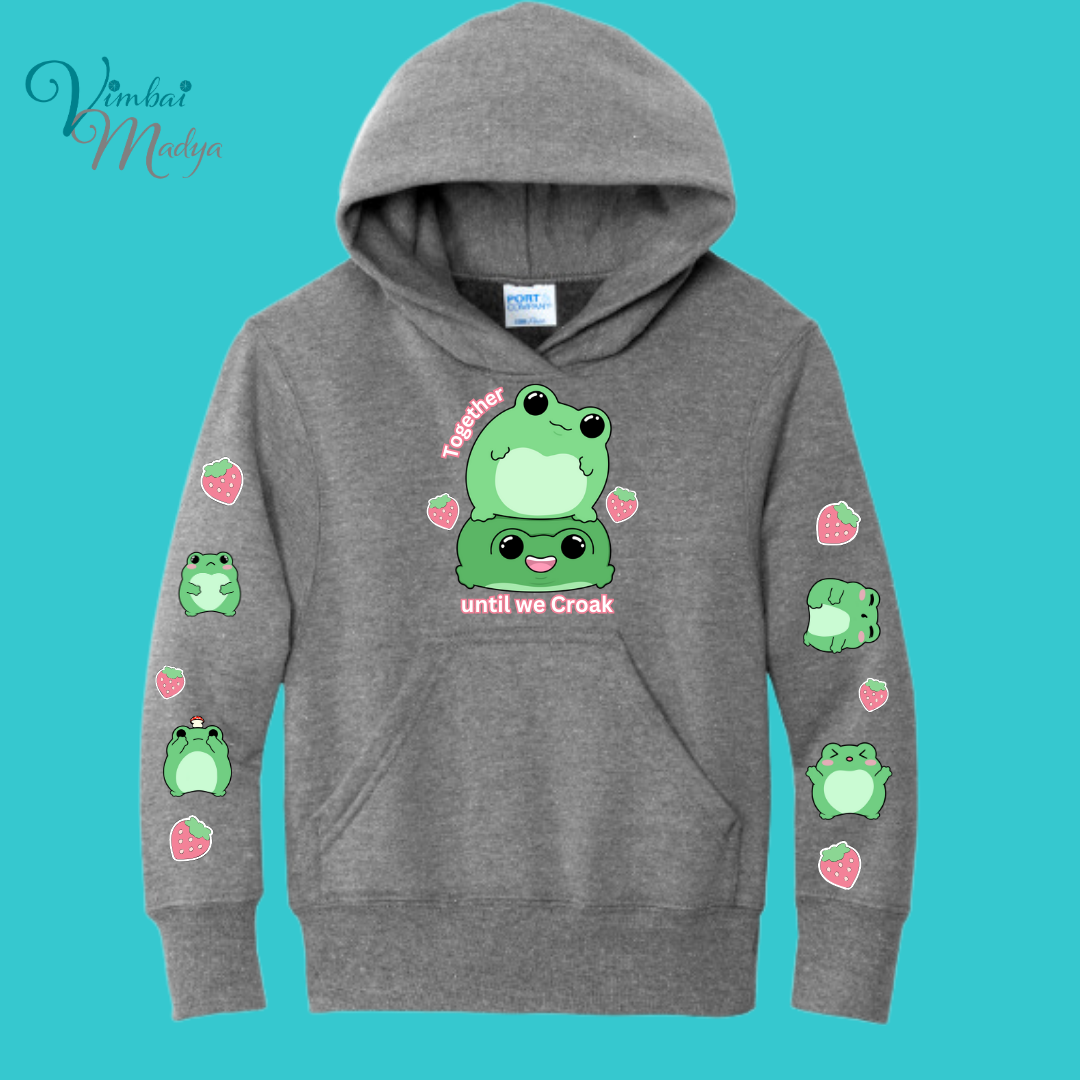 Youth Kawaii Frog Sweater Hoodie : Perfect Birthday Gift & Fall Winter Essential . Trendy, Unisex Style for Your Best Friend's Wardrobe