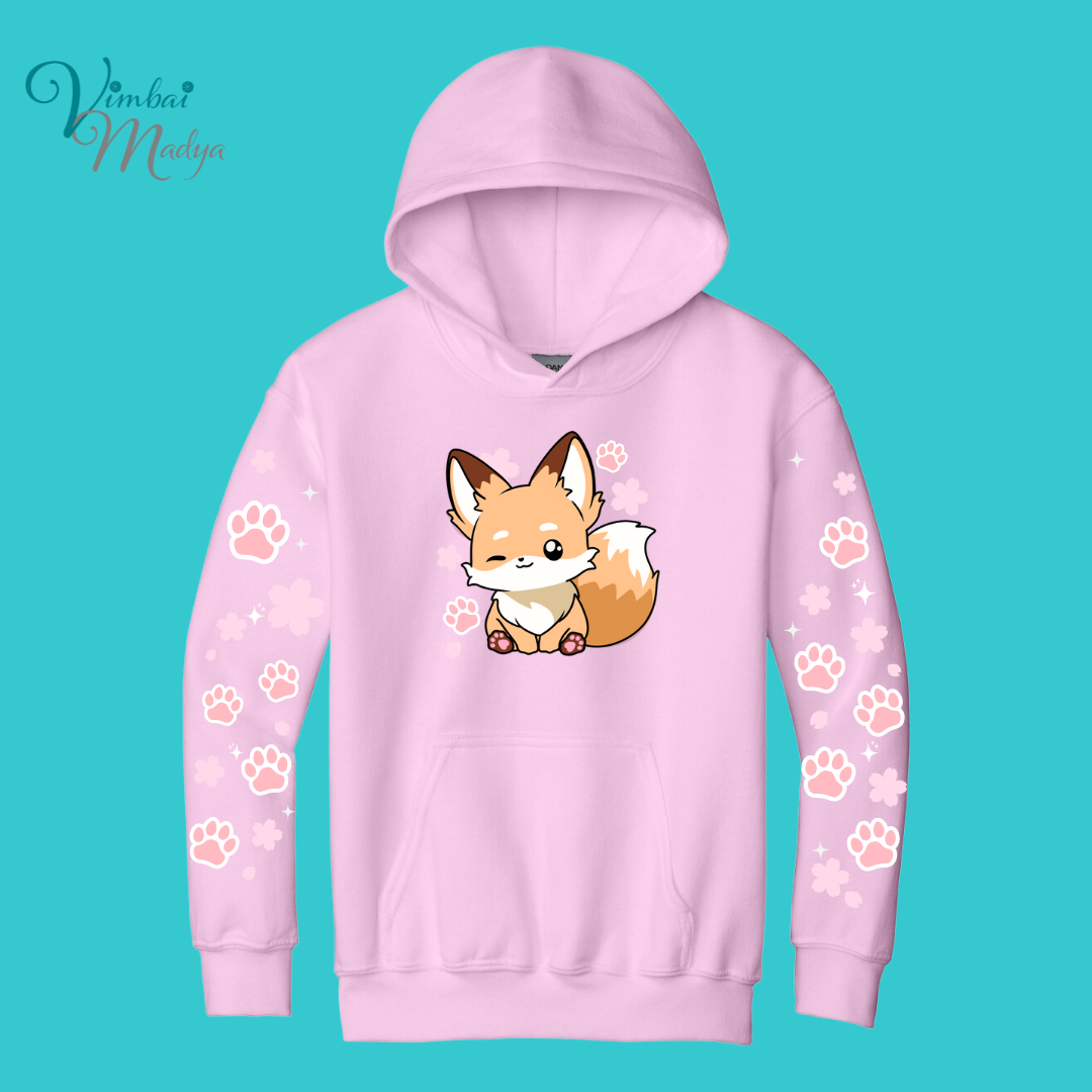 Youth Fox Sweatshirt Unisex Clothing Kawaii Animal Hoodie : Fantastic Mr Fox and Best Friend Gift . Fall Winter Essential . Gift for her