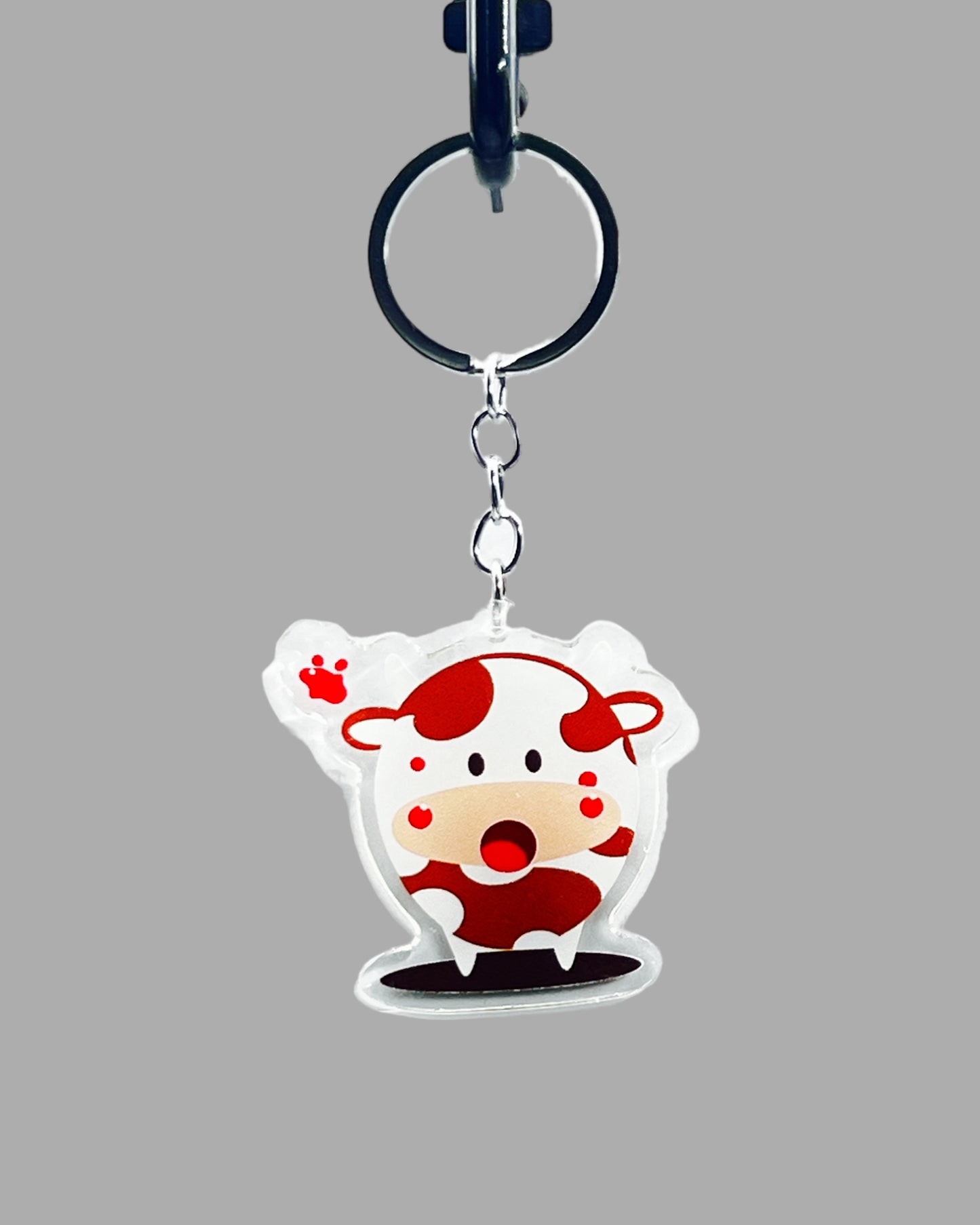 Cow Acrylic keychain, Farm Animal Cute kawaii memorial ornament, pet portrait charm gift backpack fob, dad car décor, first day of school gift