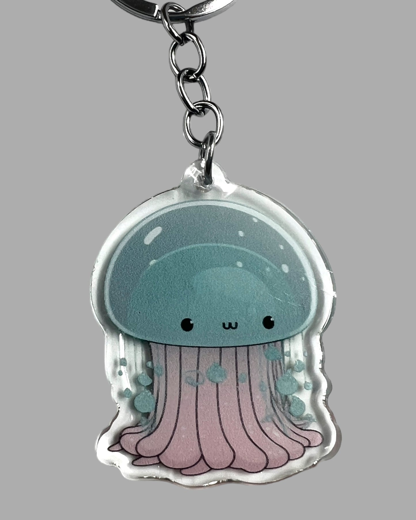 Jellyfish Acrylic Keychain, Wildlife Cute kawaii memorial ornament, pet portrait charm gift backpack fob, dad car décor, first day of school gift