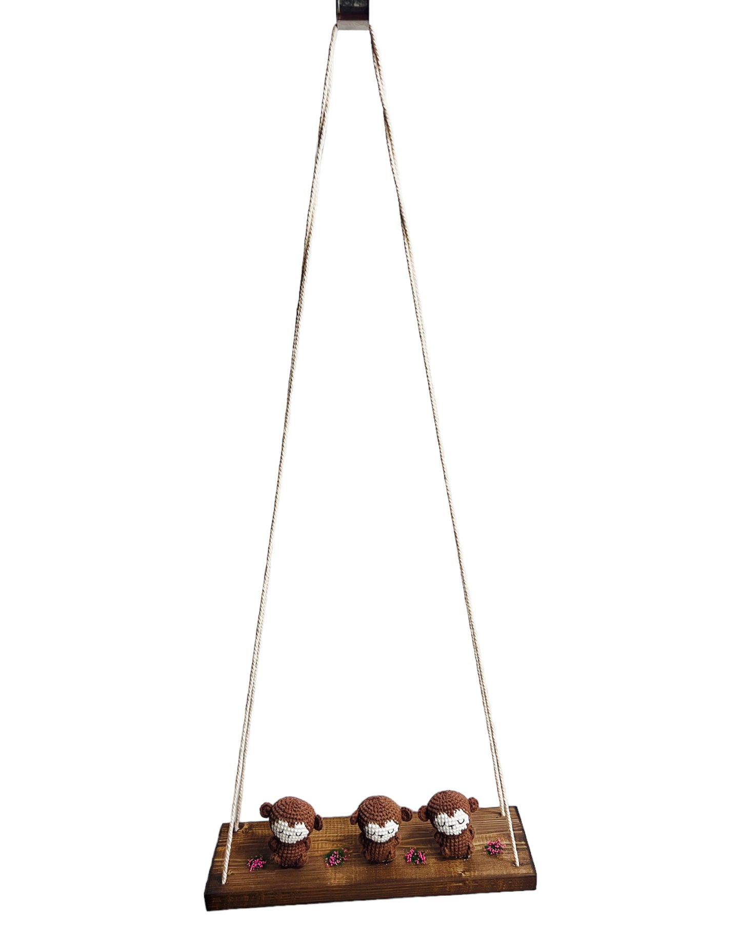 Monkeys on a swing Hanging Wall Shelf