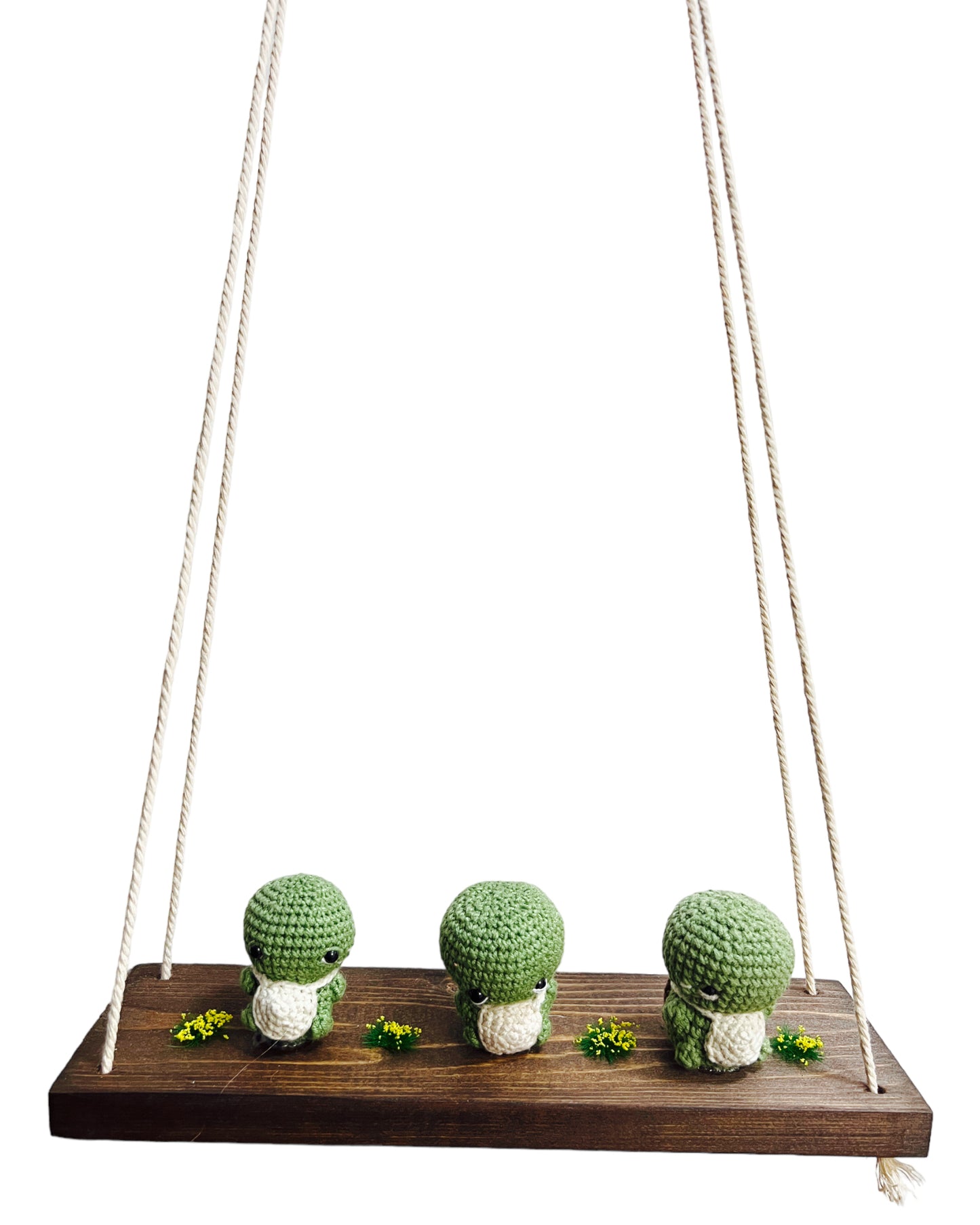 Turtles on a swing Hanging Wall Shelf