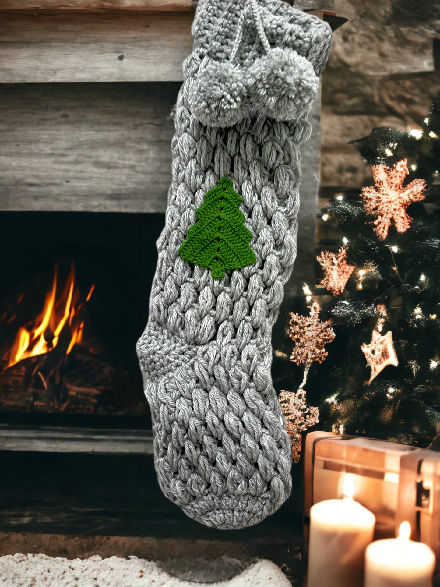 Dark Grey Christmas Tree Stocking