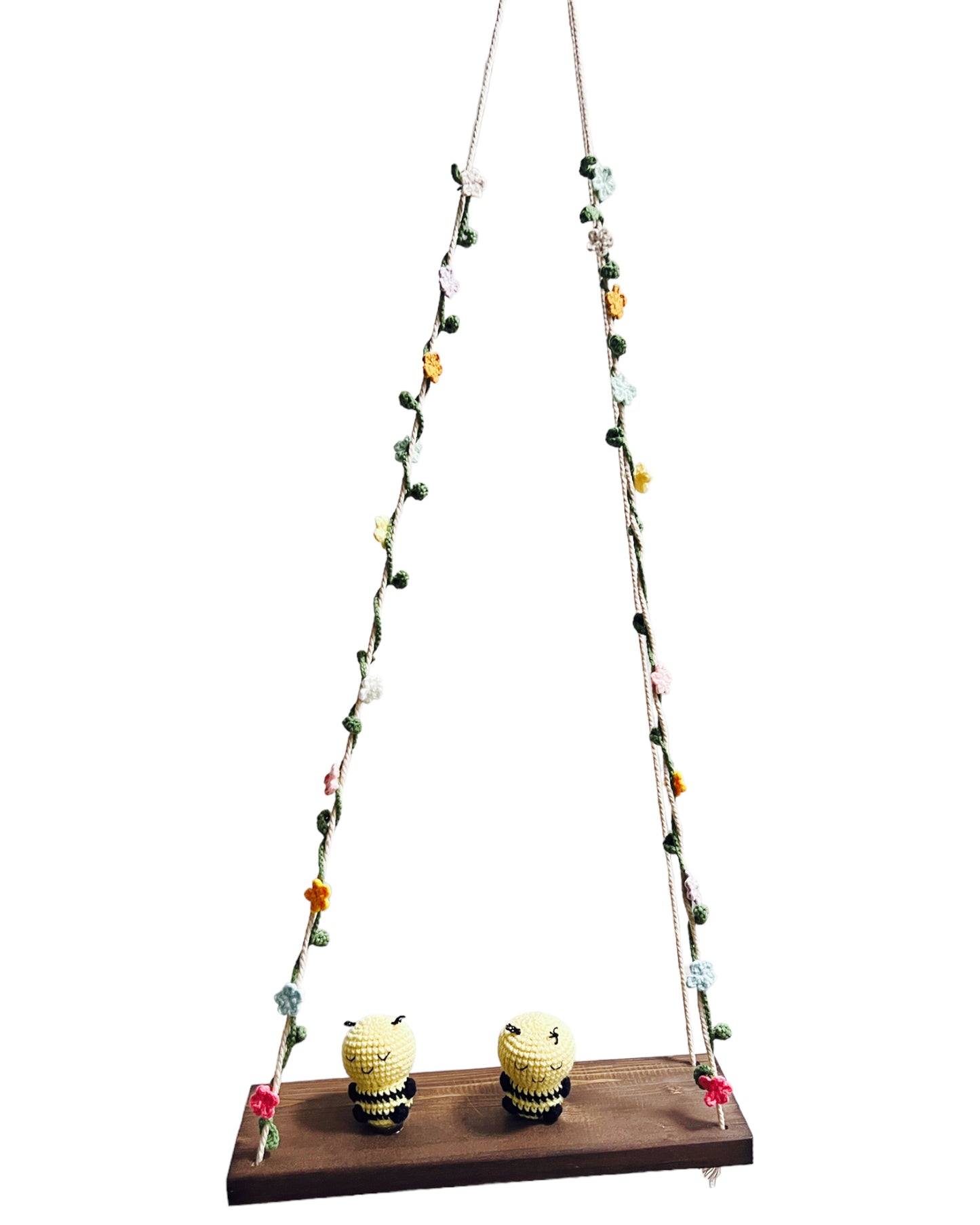 Bees on a swing Hanging Wall Shelf