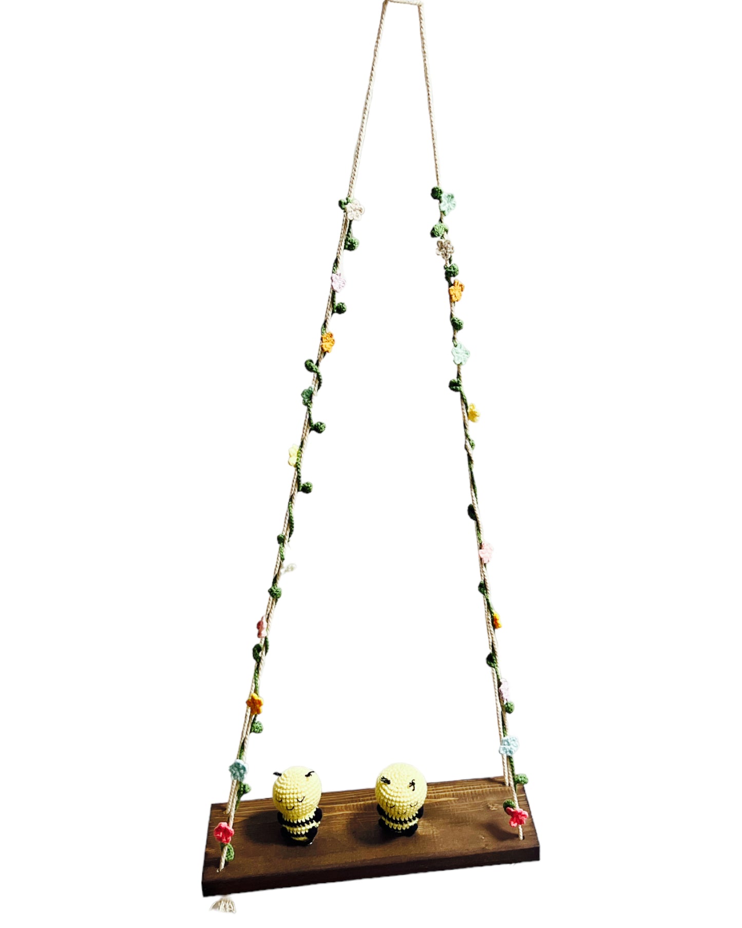 Bees on a swing Hanging Wall Shelf