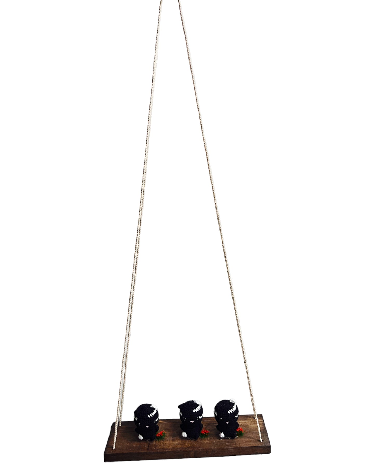 Black cats on a swing Hanging Wall Shelf