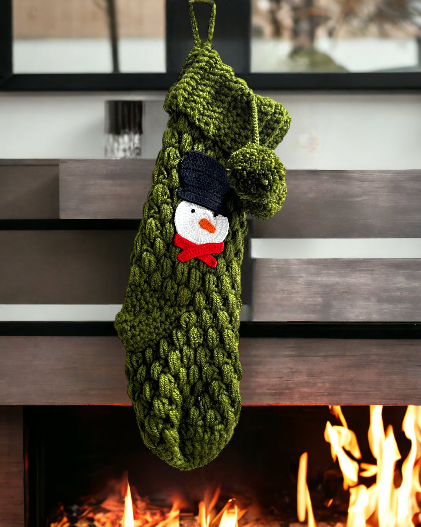 Green Snowman Christmas Stocking