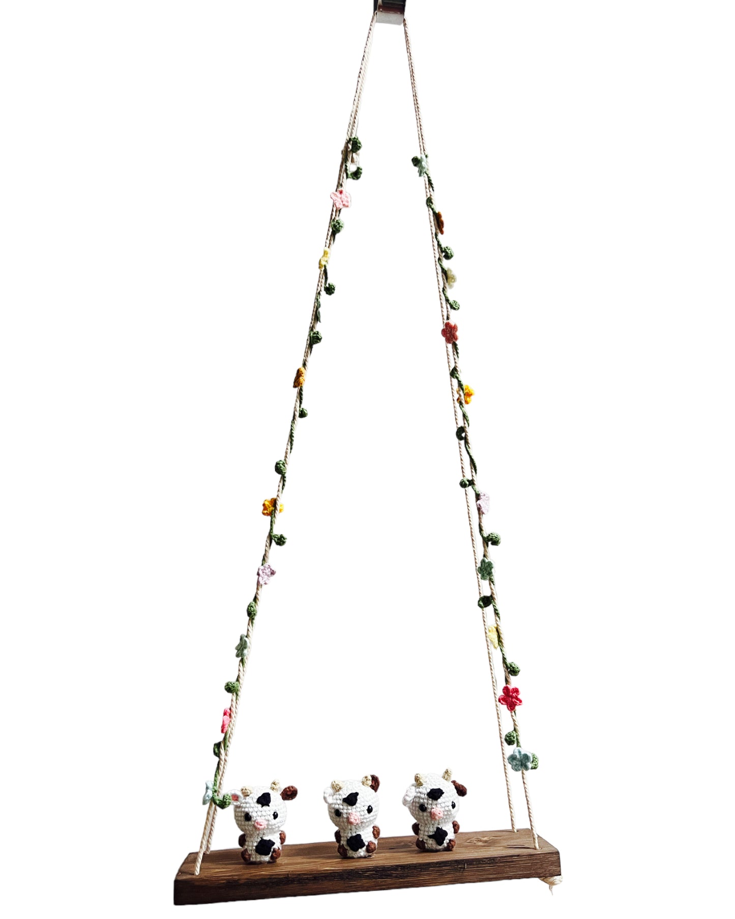 Cows on a swing Hanging Wall Shelf
