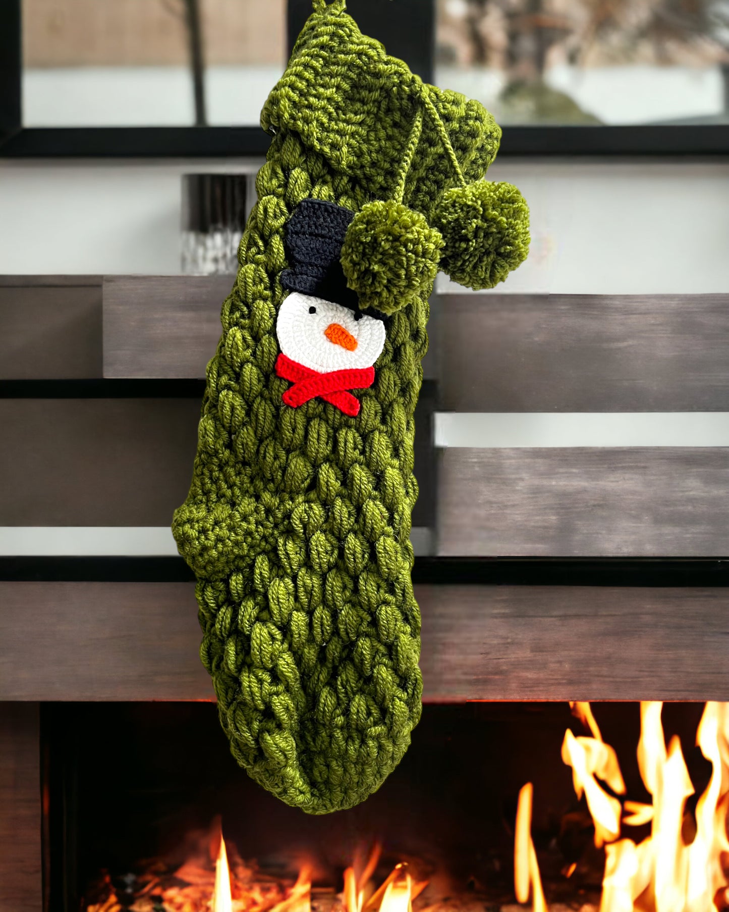 Green Snowman Christmas Stocking