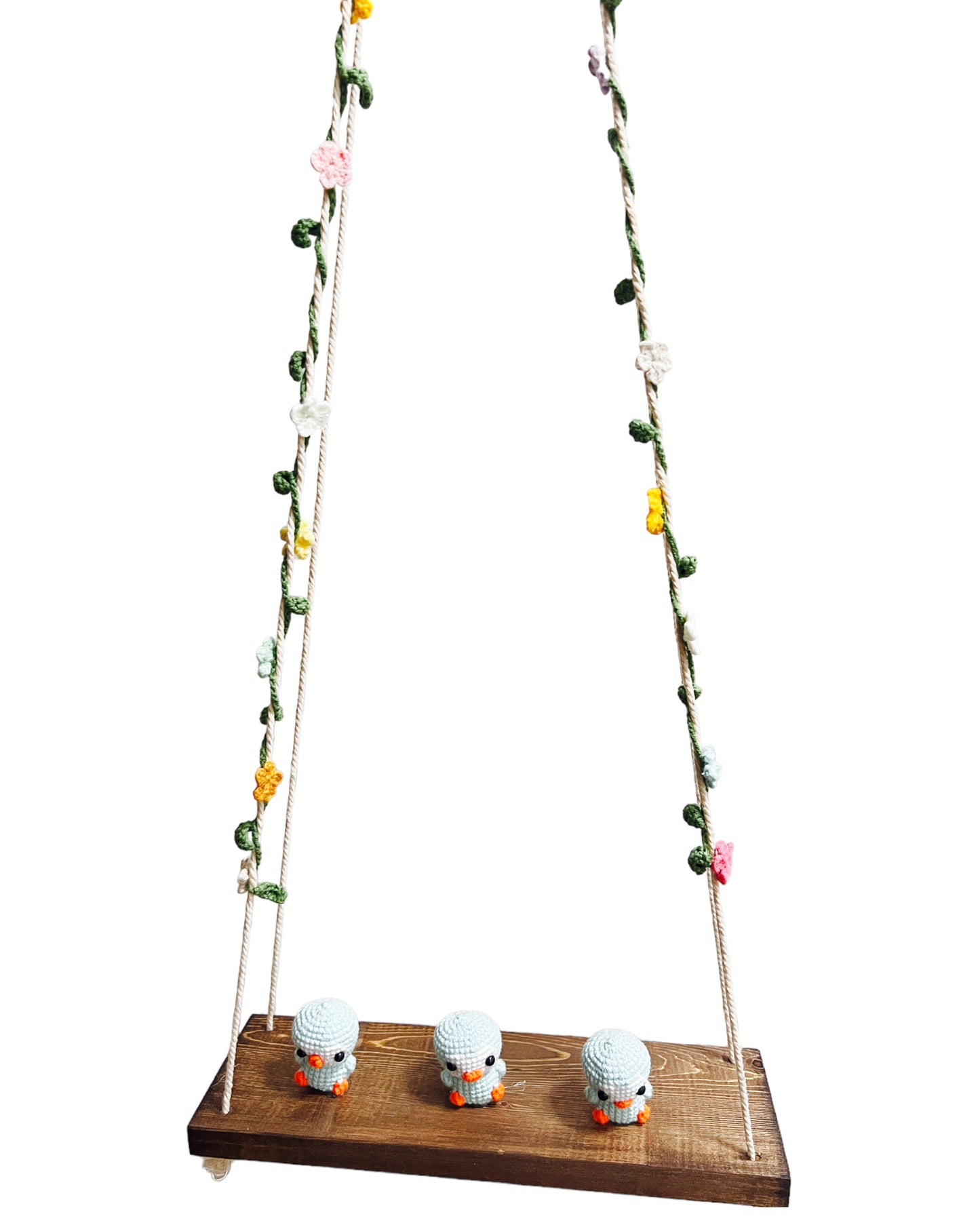Blue Penguin on a swing Hanging Wall Shelf