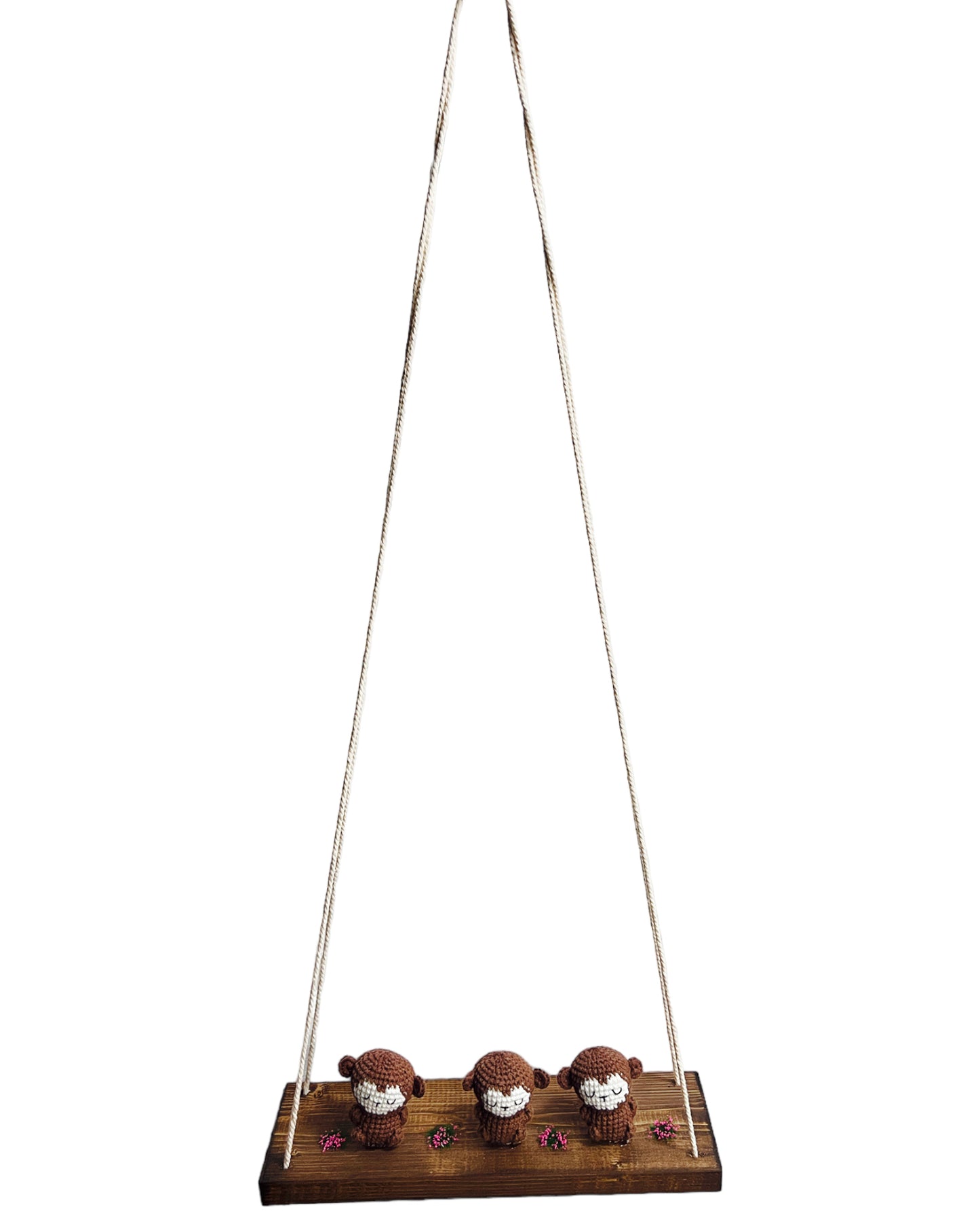 Monkeys on a swing Hanging Wall Shelf
