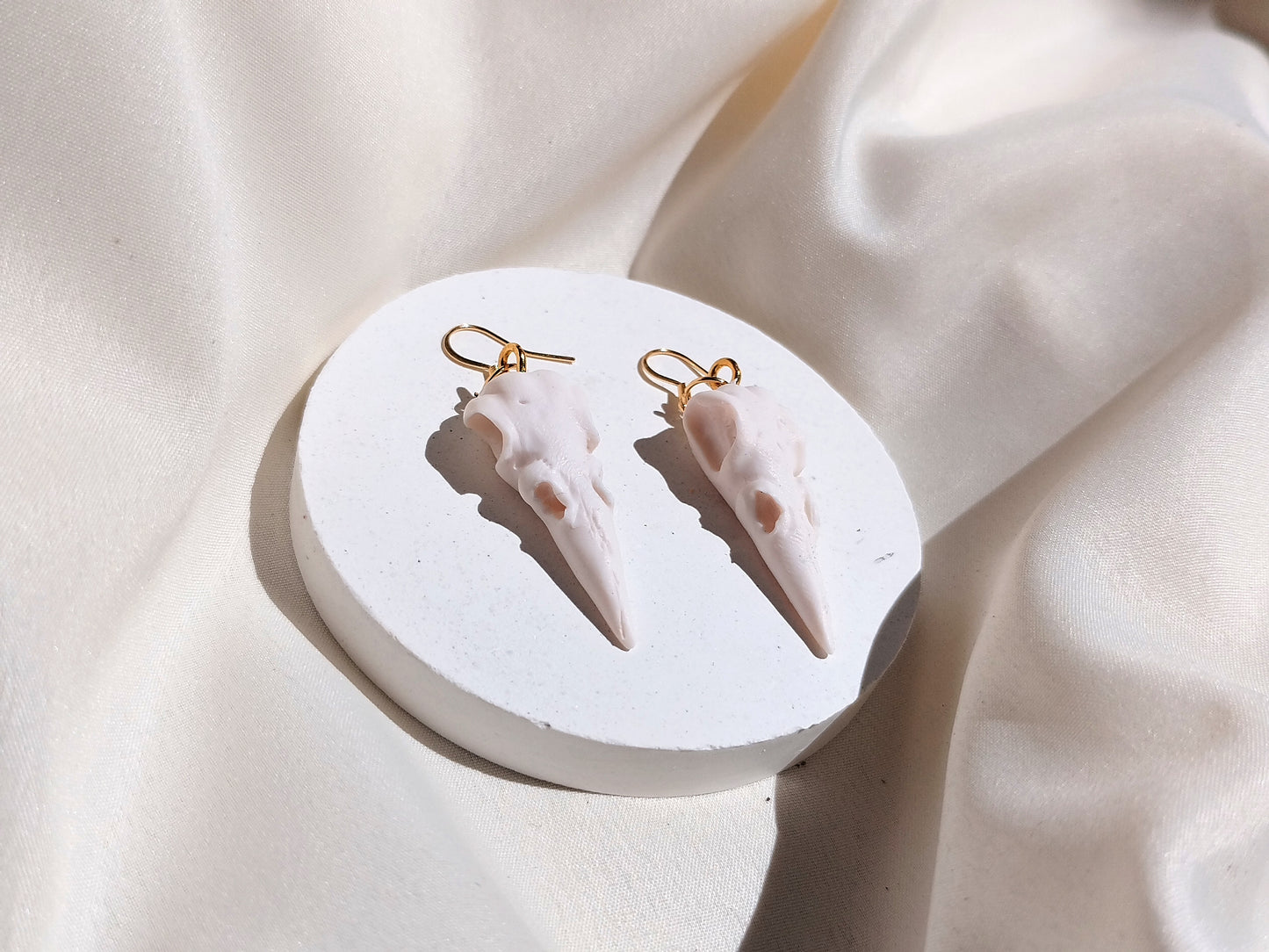 Crow skull polymer clay earrings, halloween spooky witch wican Handmade Dainty dangle cute minimalist earrings, birthday gift for best friend