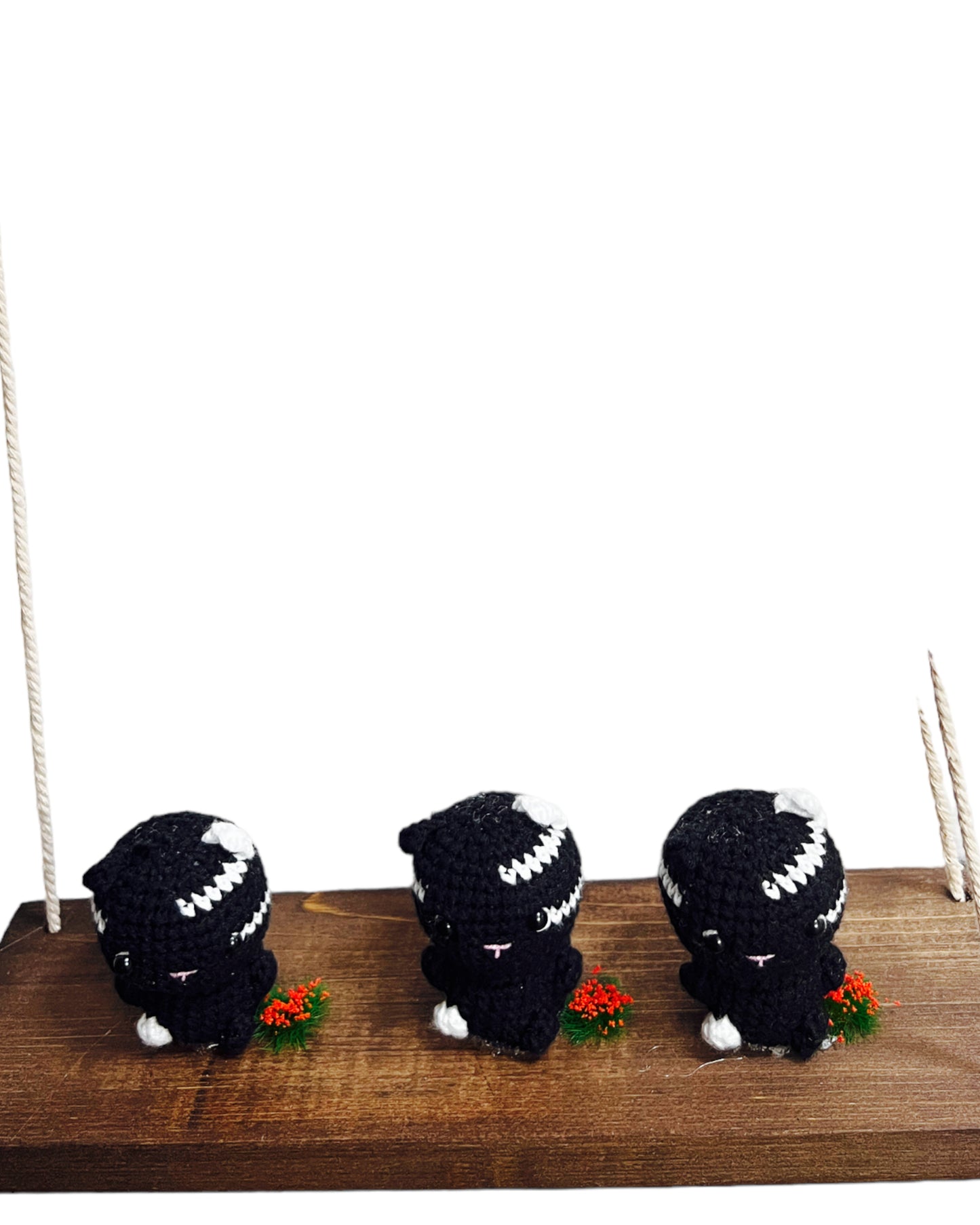 Black cats on a swing Hanging Wall Shelf