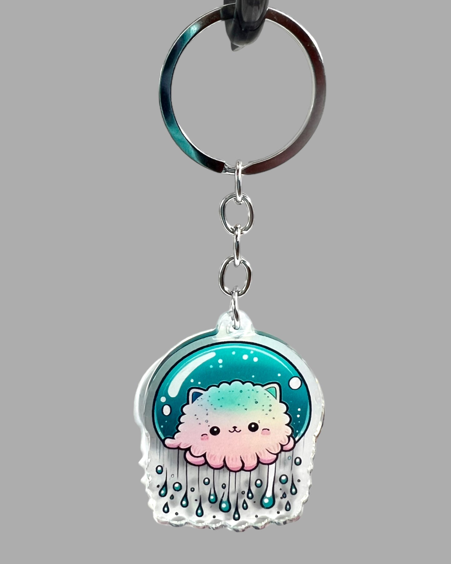 Jellyfish Acrylic Keychain, Wildlife Cute kawaii memorial ornament, pet portrait charm gift backpack fob, dad car décor, first day of school gift