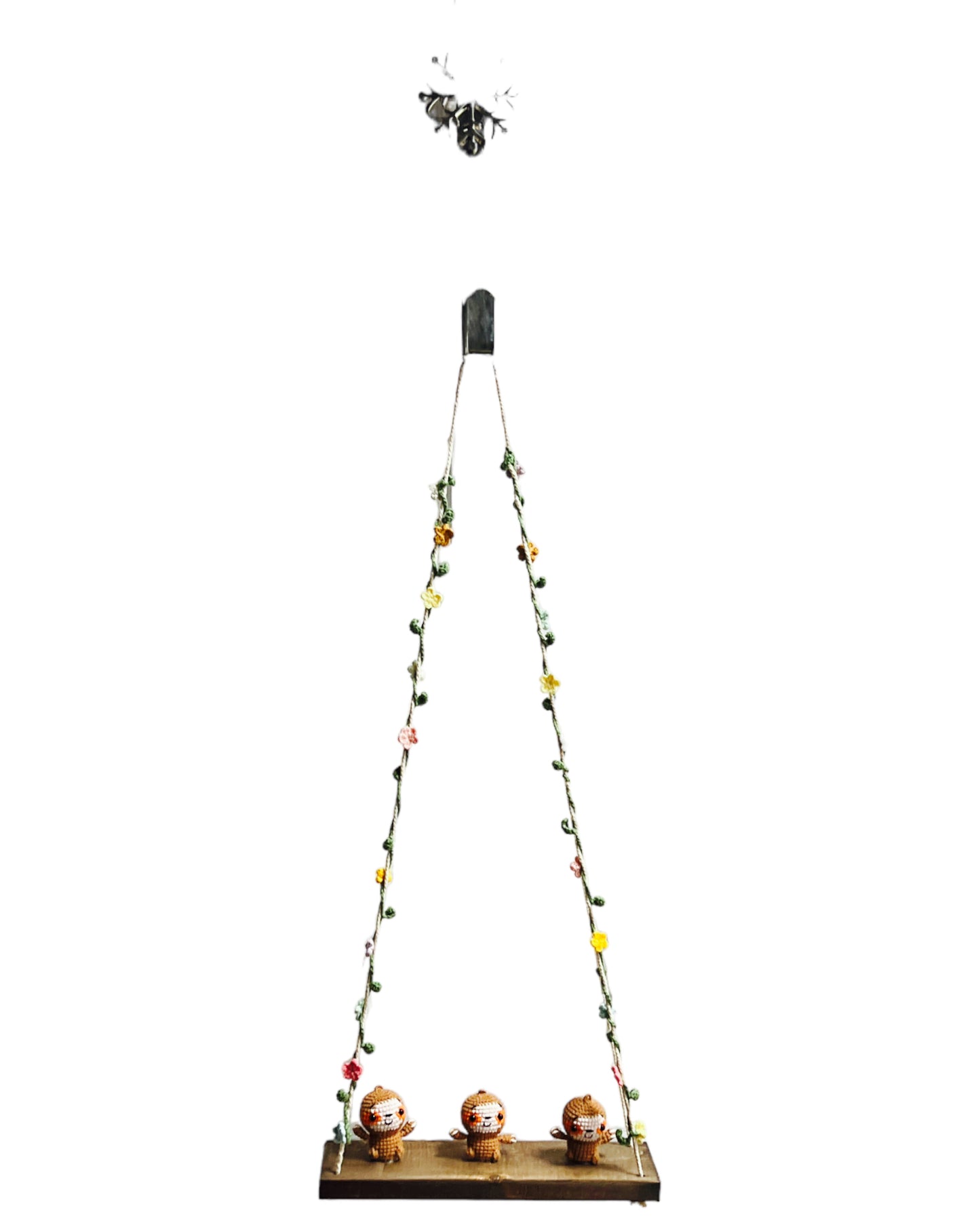 Sloths on a swing Hanging Wall Shelf