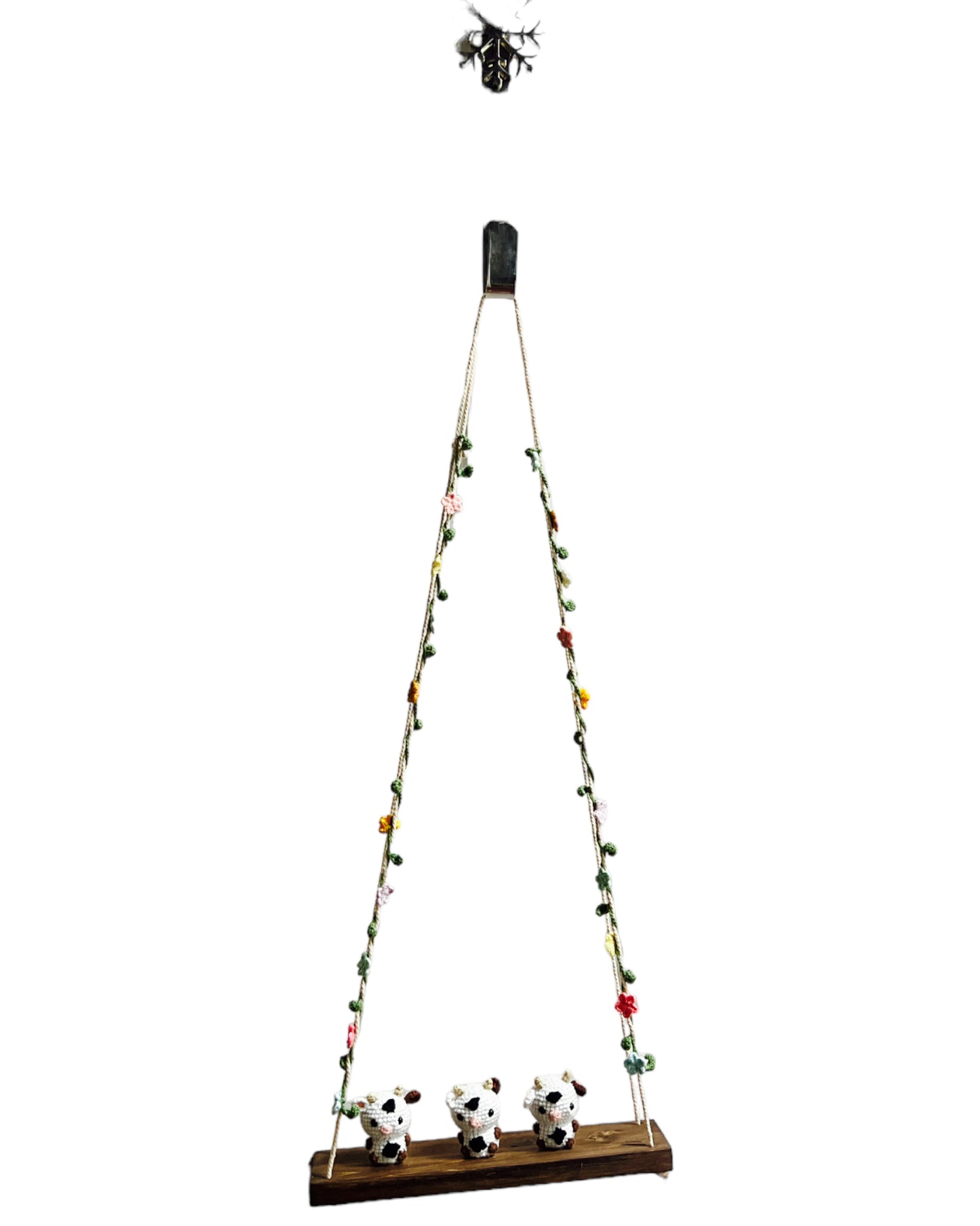 Cows on a swing Hanging Wall Shelf