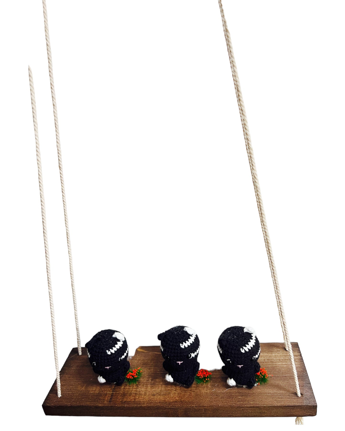 Black cats on a swing Hanging Wall Shelf