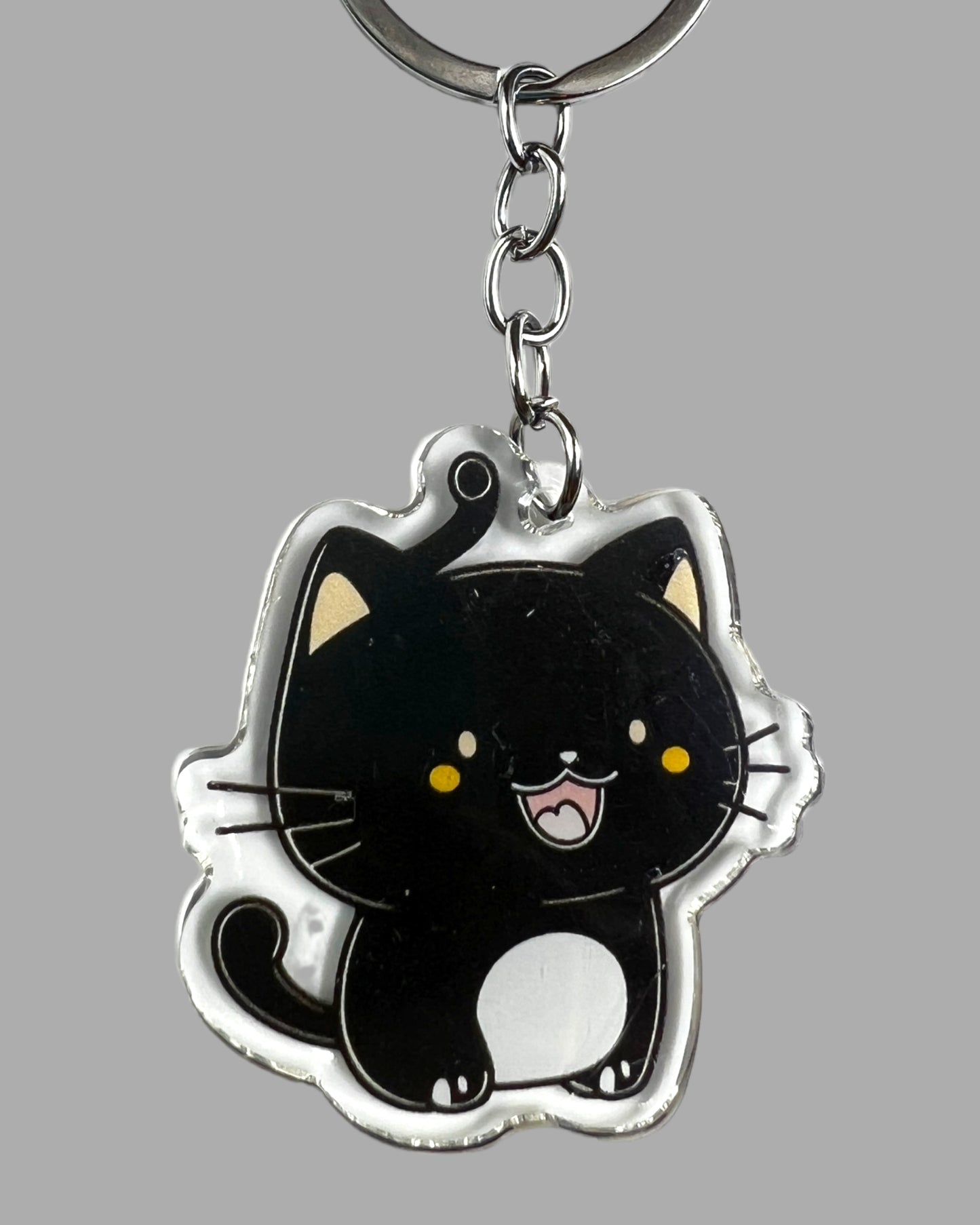 American Short Hair Cat Acrylic Keychain Cute kawaii animal memorial ornament, pet portrait charm gift backpack photo fob or dad car décor