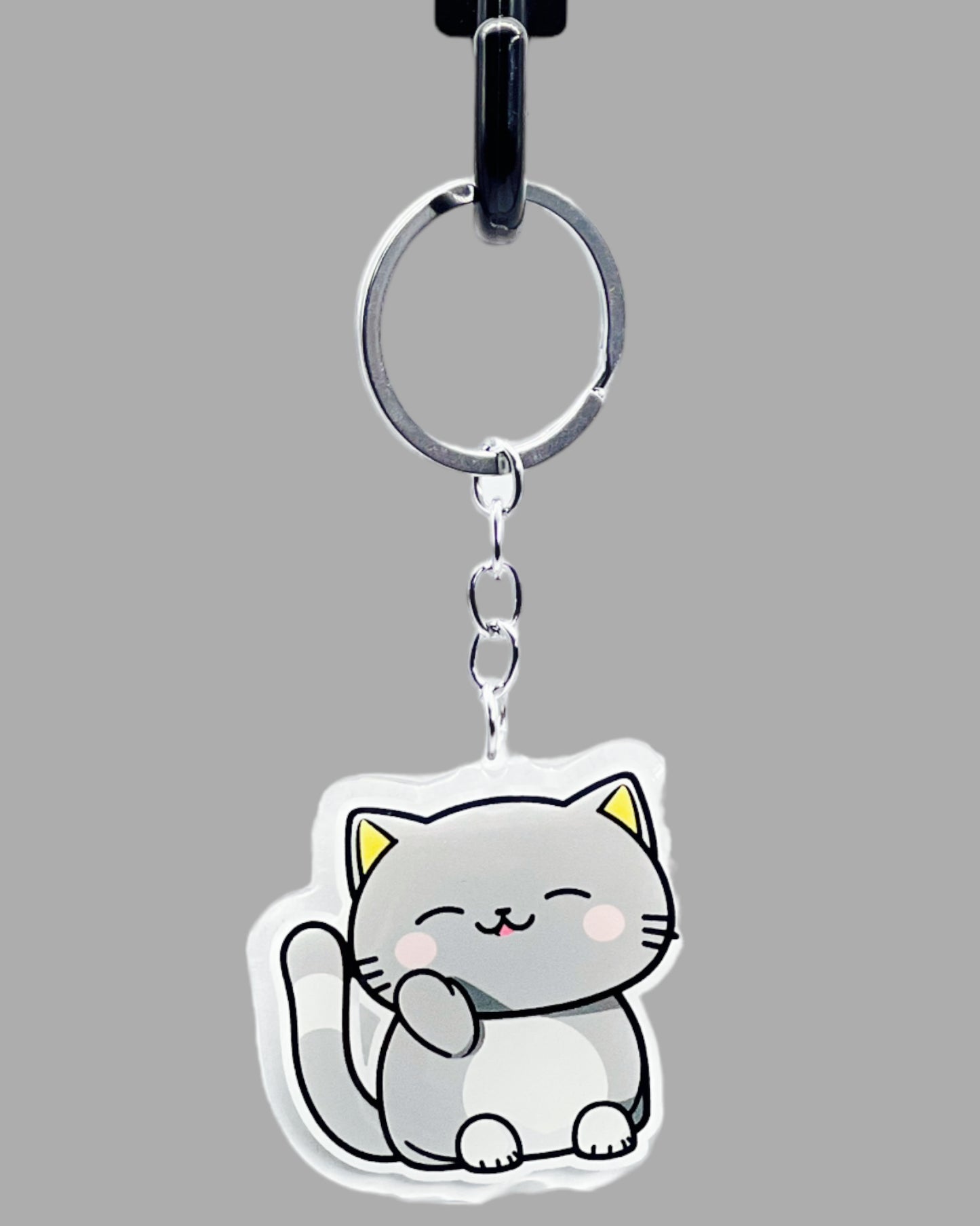 Chartreux Cat Acrylic keychain, Cute kawaii memorial ornament, pet portrait charm gift backpack fob, dad car décor, first day of school gift
