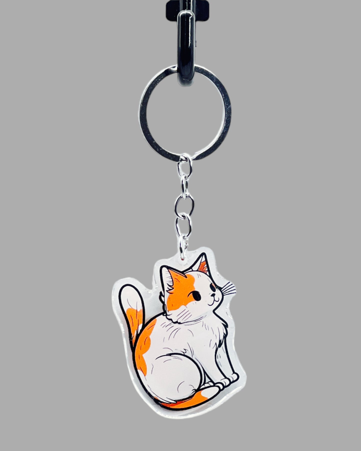 Cymric Cat Acrylic keychain, Cute kawaii memorial ornament, pet portrait charm gift backpack fob, dad car décor, first day of school gift