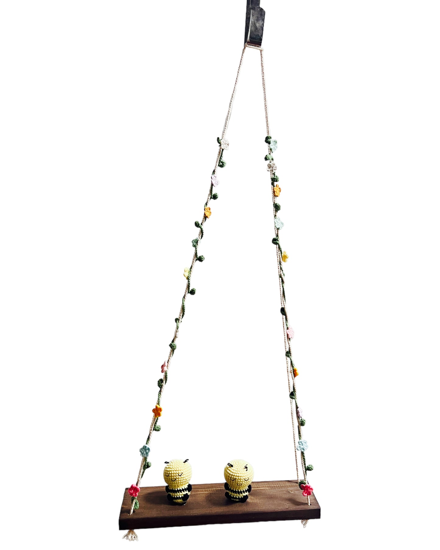 Bees on a swing Hanging Wall Shelf