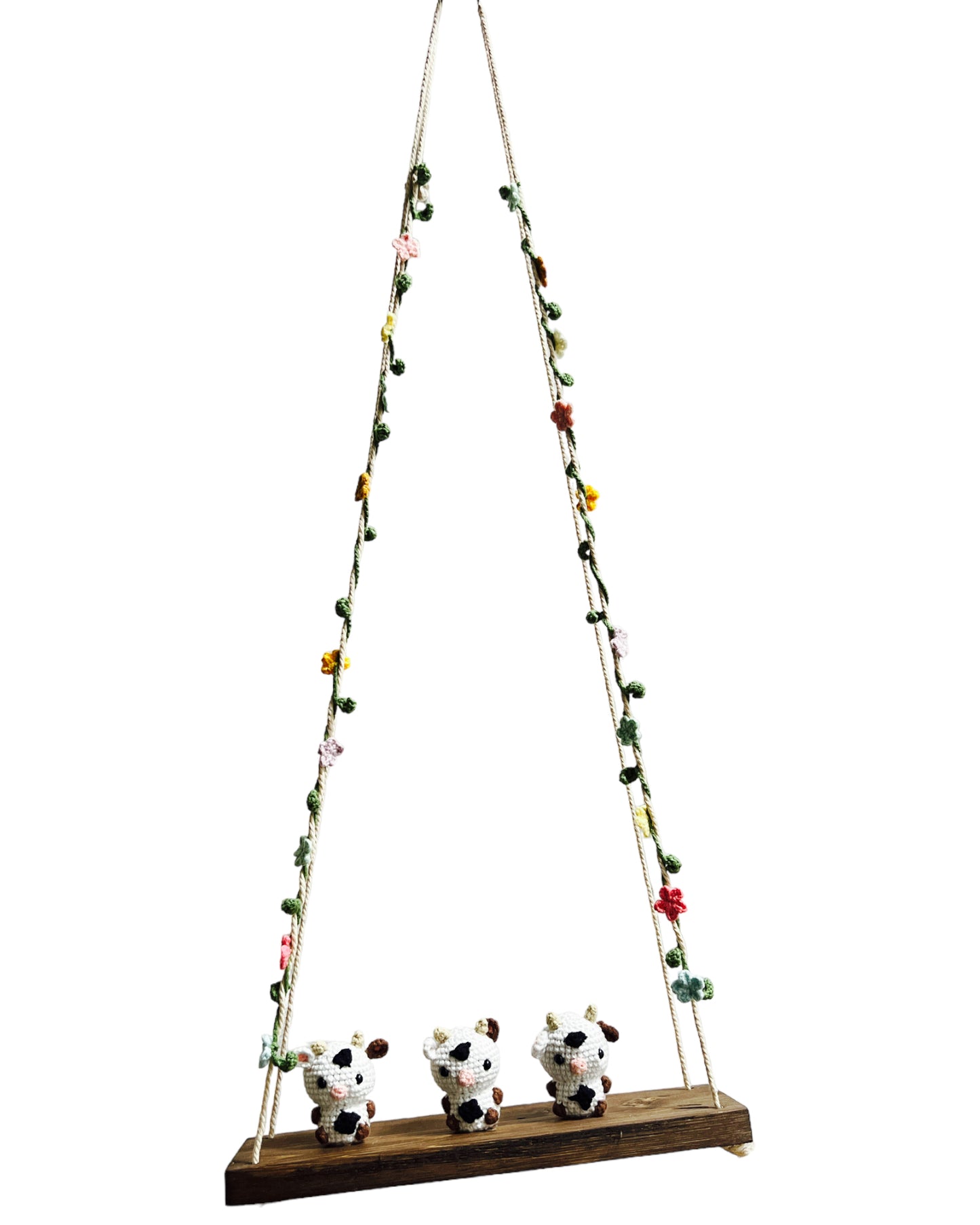 Cows on a swing Hanging Wall Shelf
