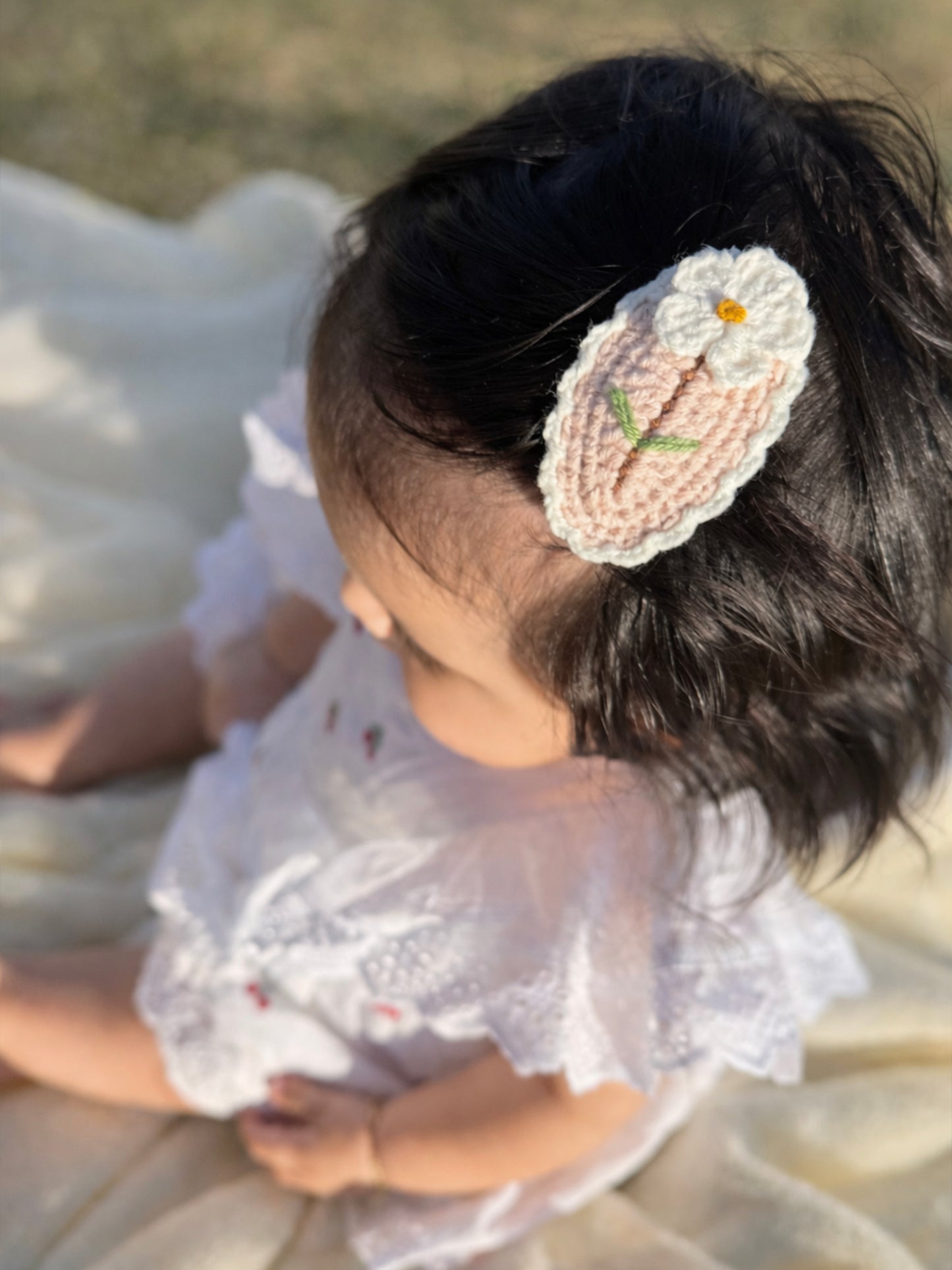 Crochet Trim Snap Hair Clips, Hair barrettes for kids