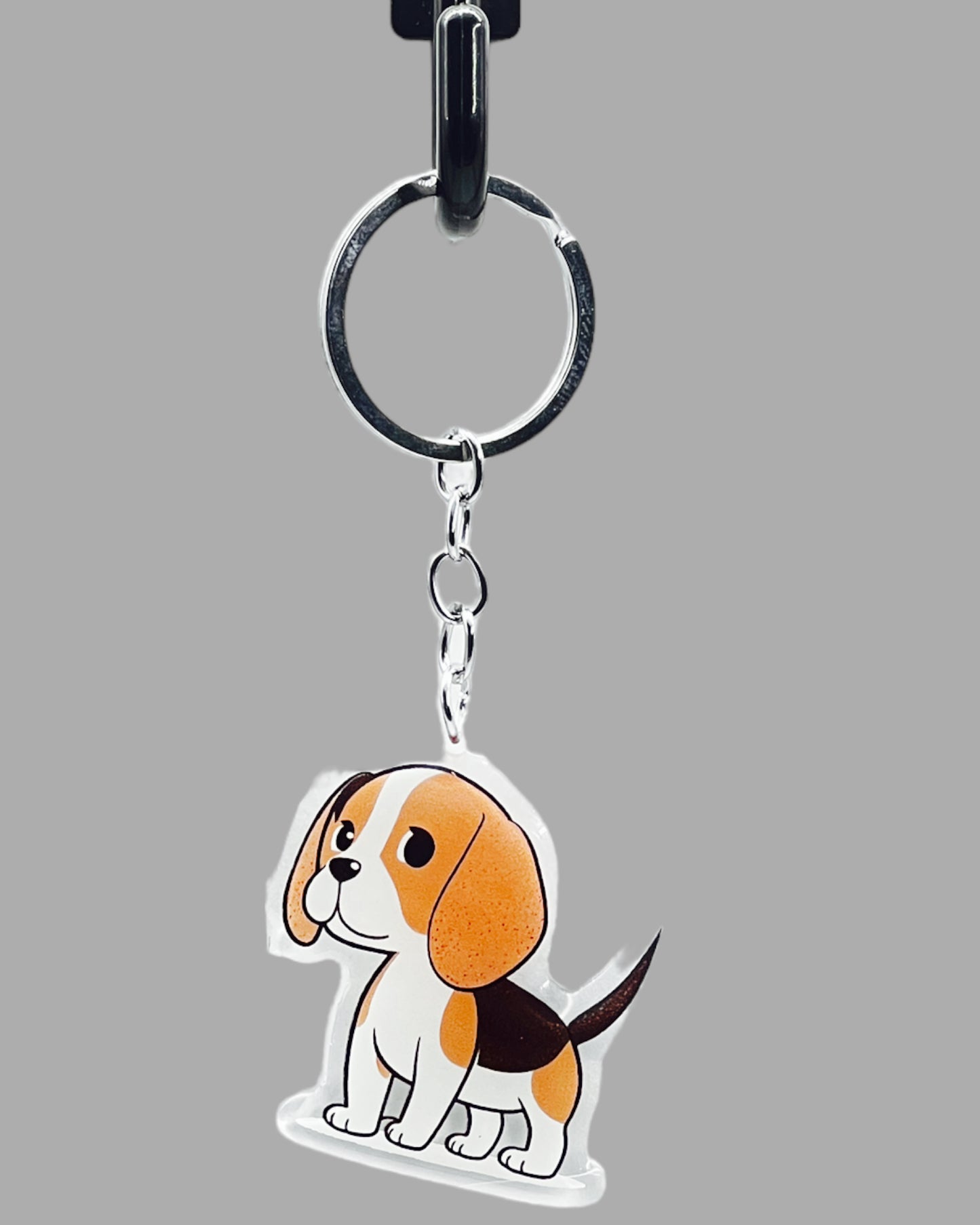 Beagle Dog Acrylic keychain Cute kawaii memorial ornament, pet portrait charm gift backpack photo fob, dad car décor, first day of school