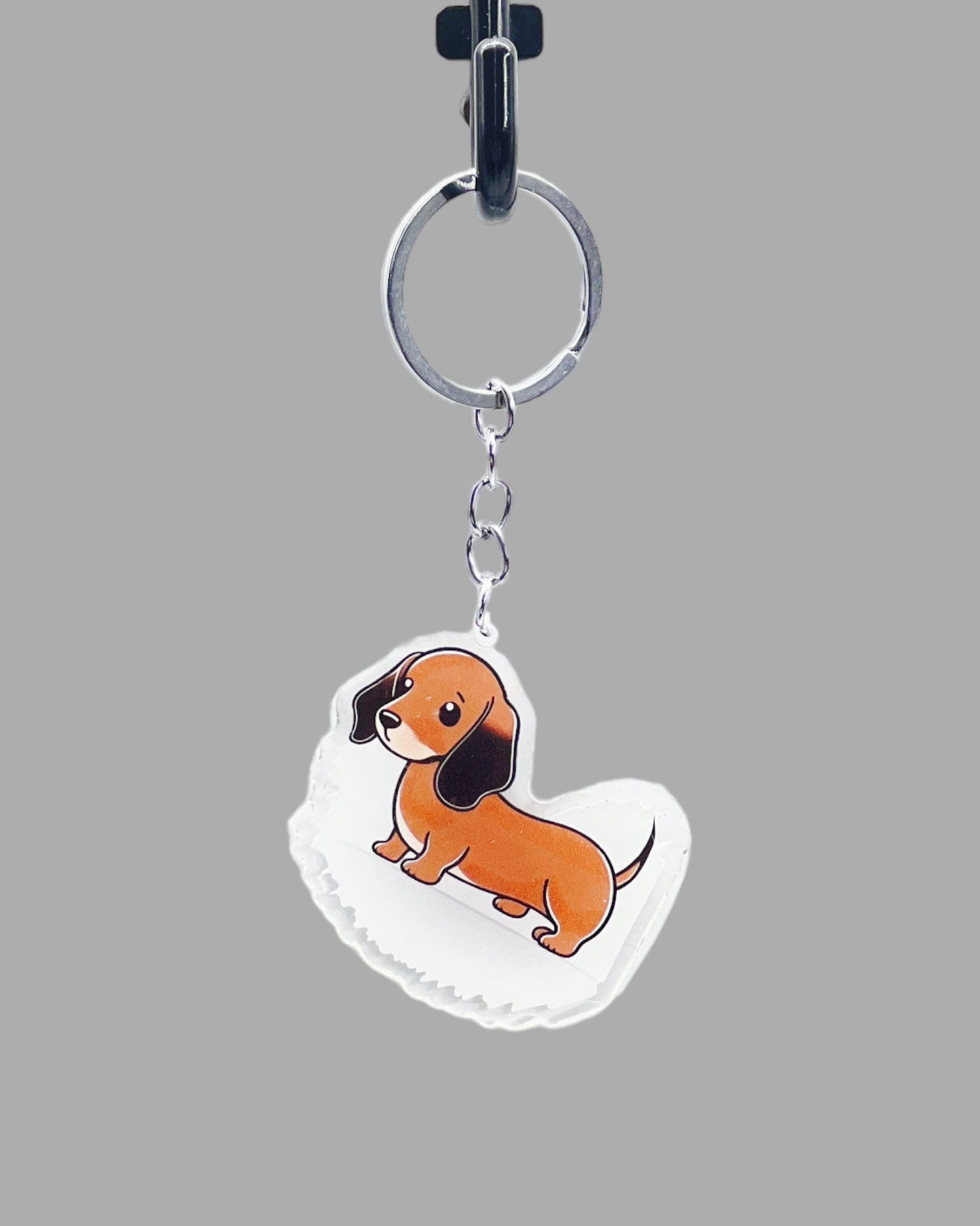 Dachshund Dog Acrylic keychain, Cute kawaii memorial ornament, pet portrait charm gift backpack photo fob, dad car décor, dog mom gift