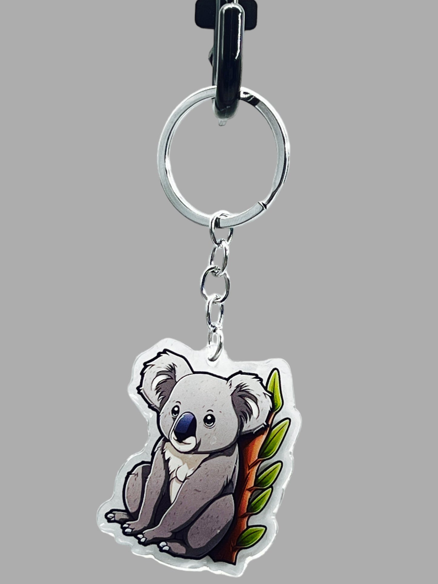 Koala Bear Acrylic Keychain, Wildlife Cute kawaii memorial ornament, pet portrait charm gift backpack fob, dad car décor, first day of school gift