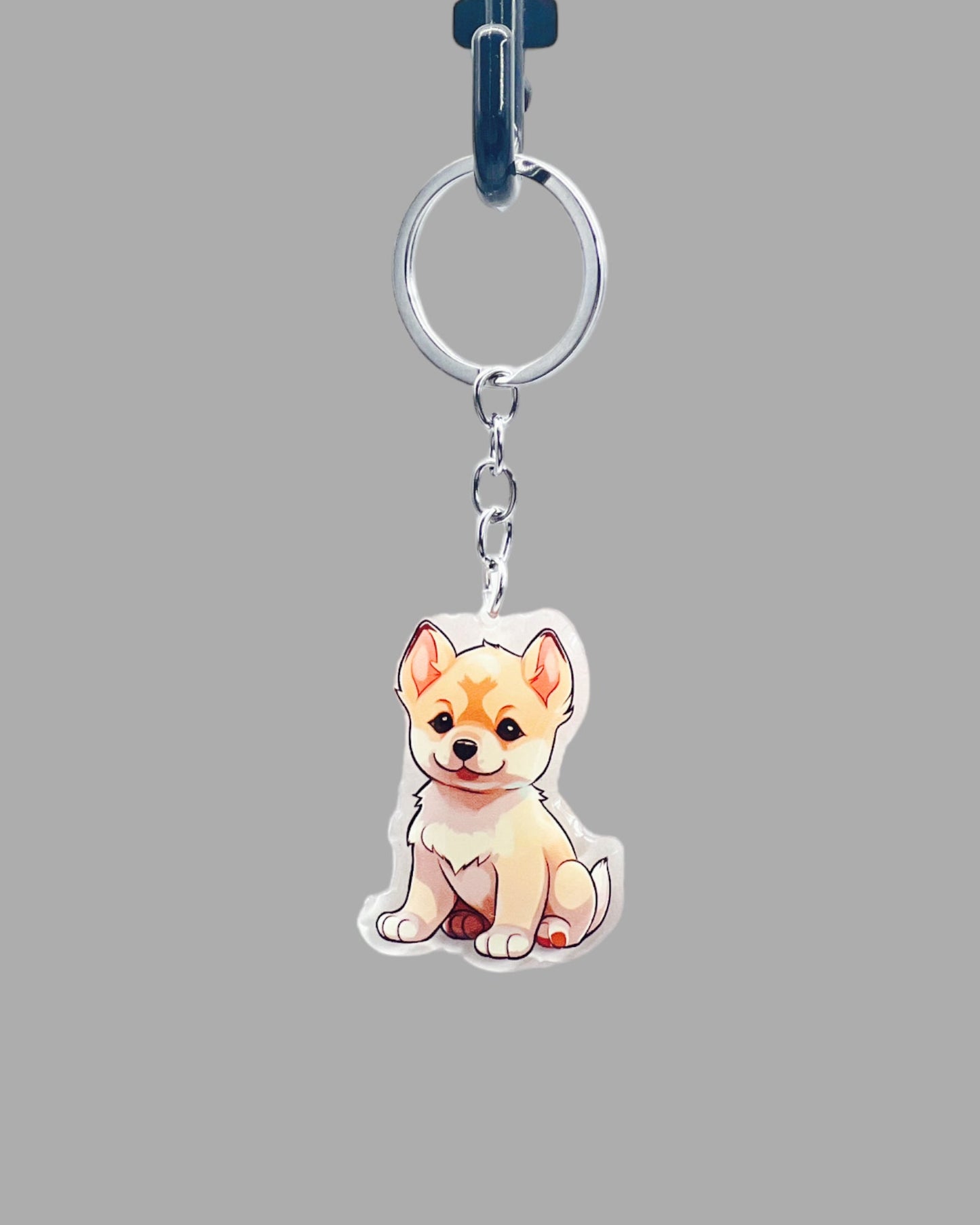 Hokkaido Dog Acrylic Keychain, Cute kawaii memorial ornament, pet portrait charm gift, backpack fob, dad car décor, dog mom gift