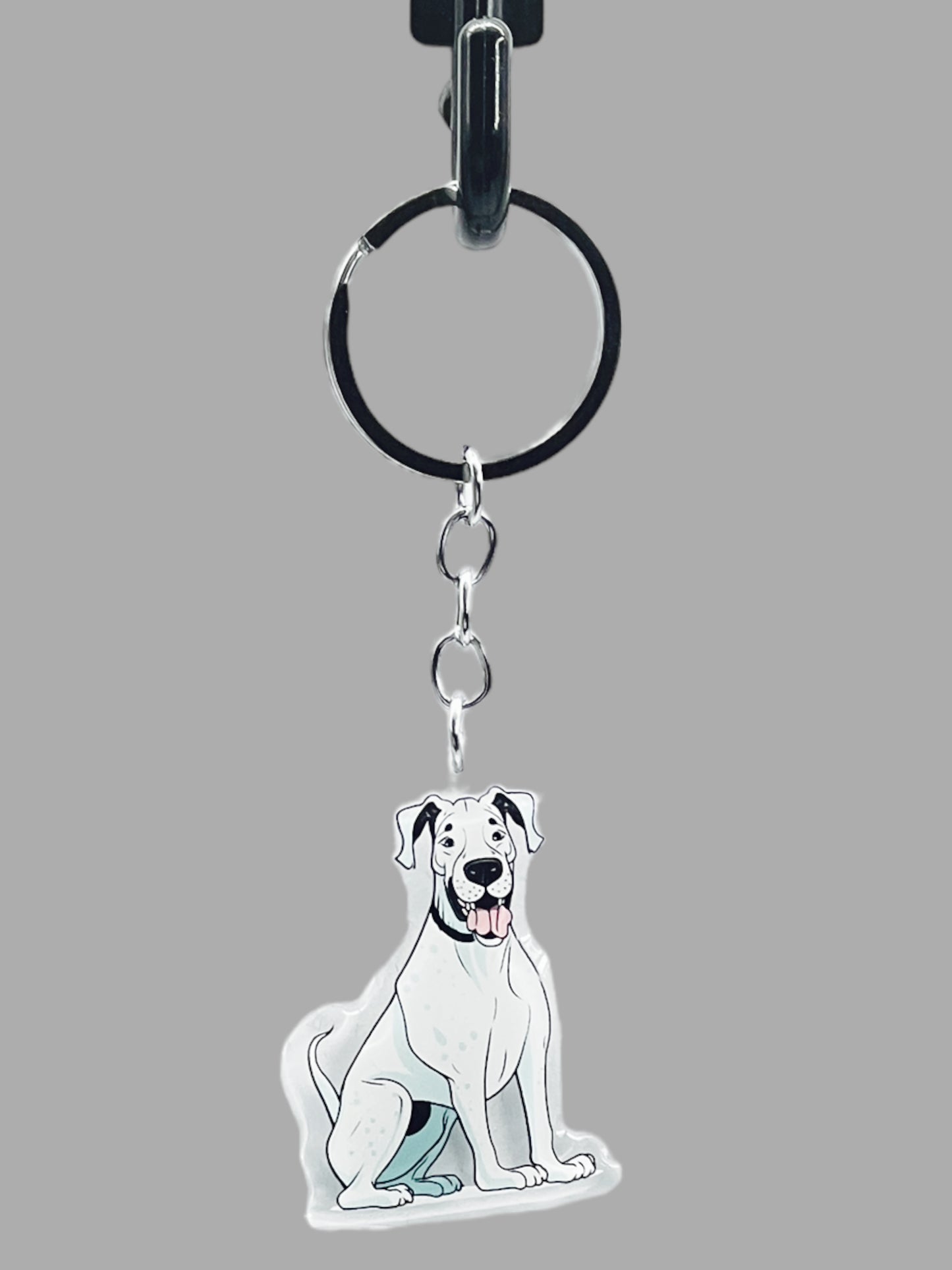 Doberman Pinscher Dog Acrylic Keychain Cute kawaii memorial ornament, pet portrait charm gift backpack photo fob, dad car décor, dog mom gift