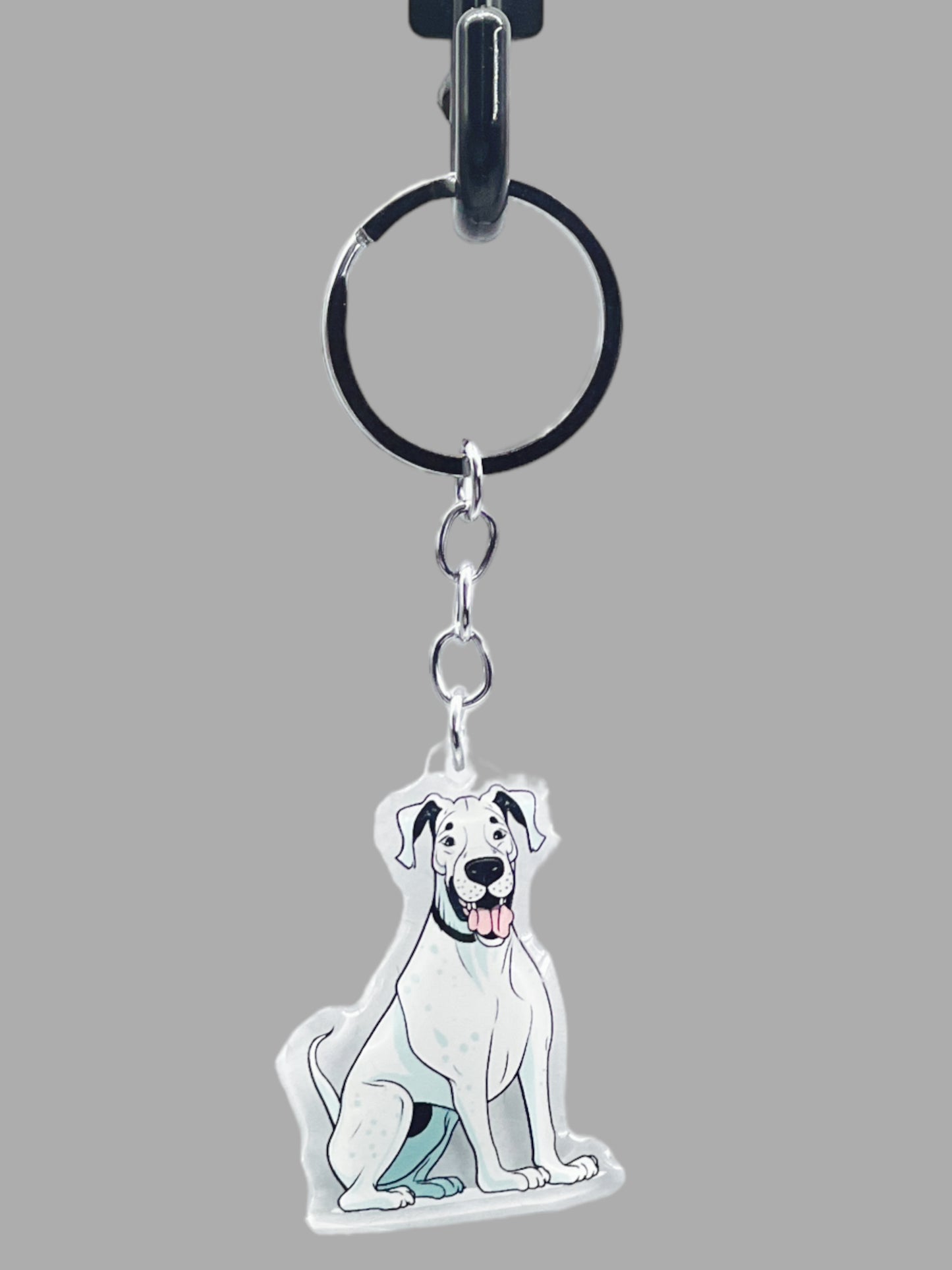 Doberman Pinscher Dog Acrylic Keychain Cute kawaii memorial ornament, pet portrait charm gift backpack photo fob, dad car décor, dog mom gift