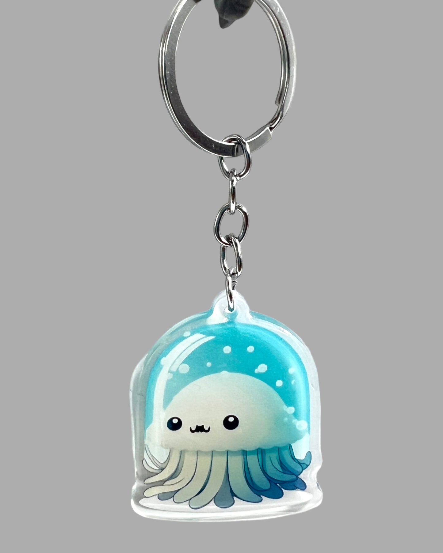 Jelly Fish Acrylic Keychain, Wildlife Cute kawaii memorial ornament, pet portrait charm gift backpack fob, dad car décor, first day of school gift