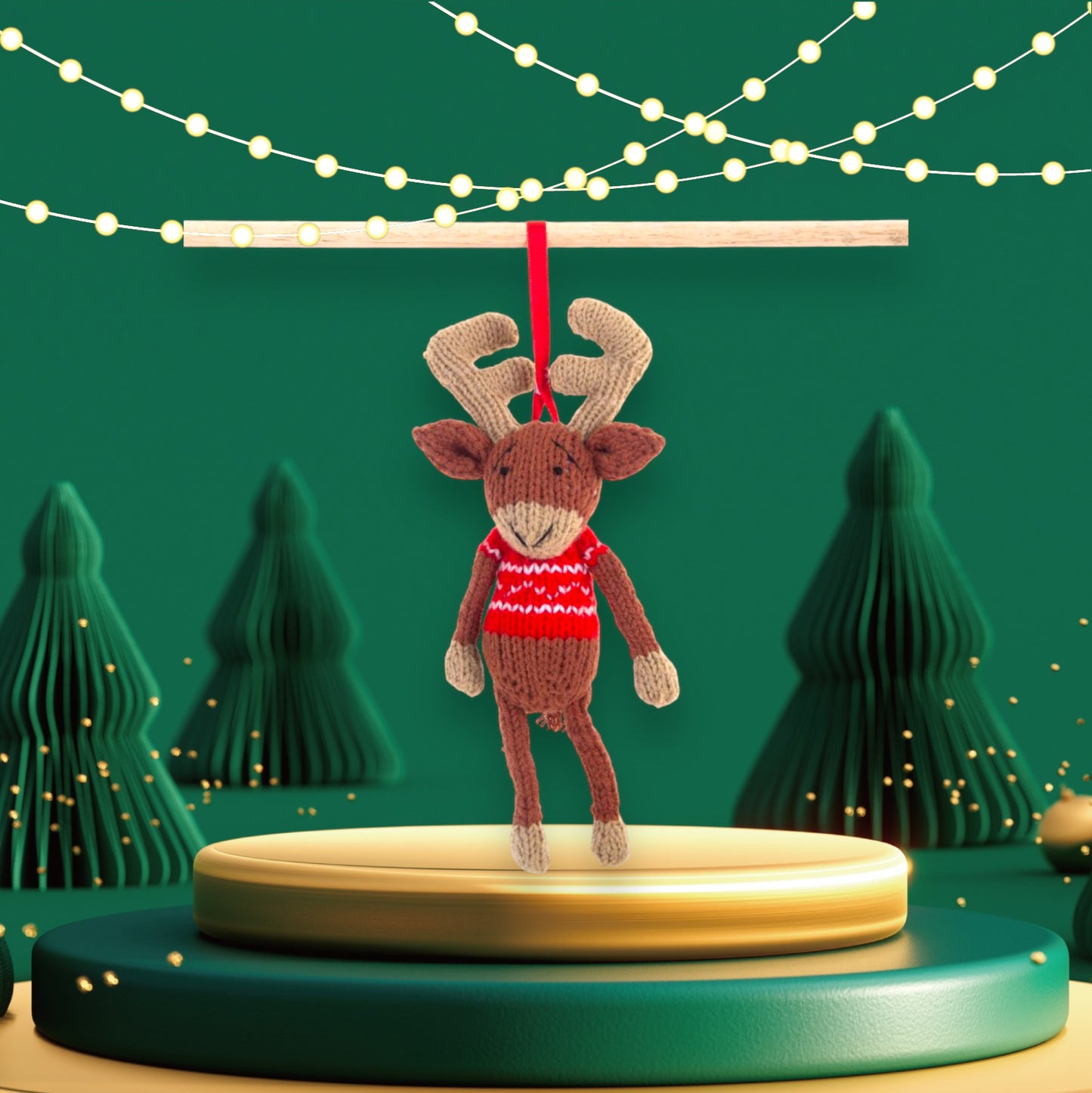 Christmas Ornament Reindeer : Red Ornament