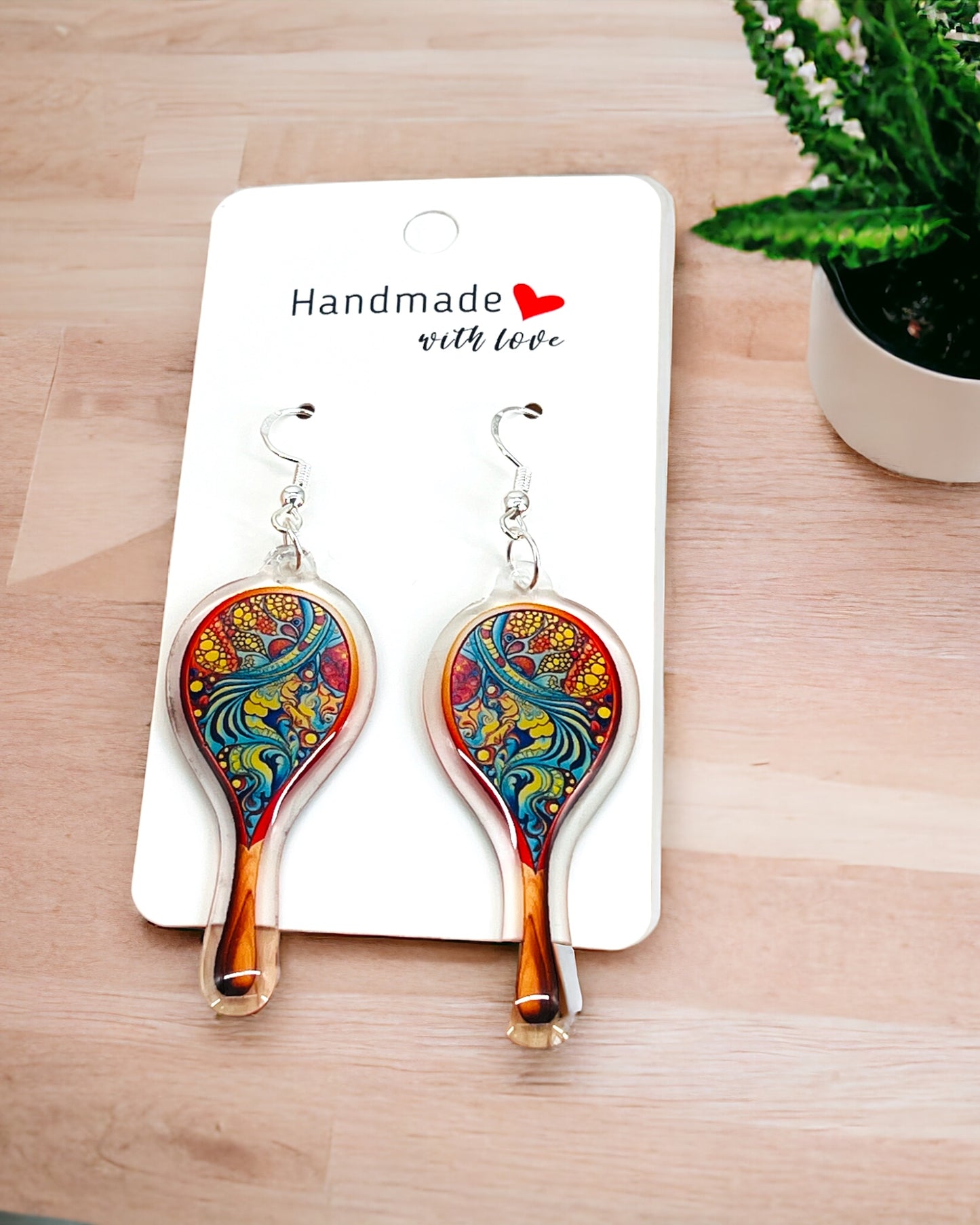 Pickle Ball Sport Acrylic earrings, funky weird quirky earrings, cool funny gift for her, birthday gift, Christmas stocking stuffer