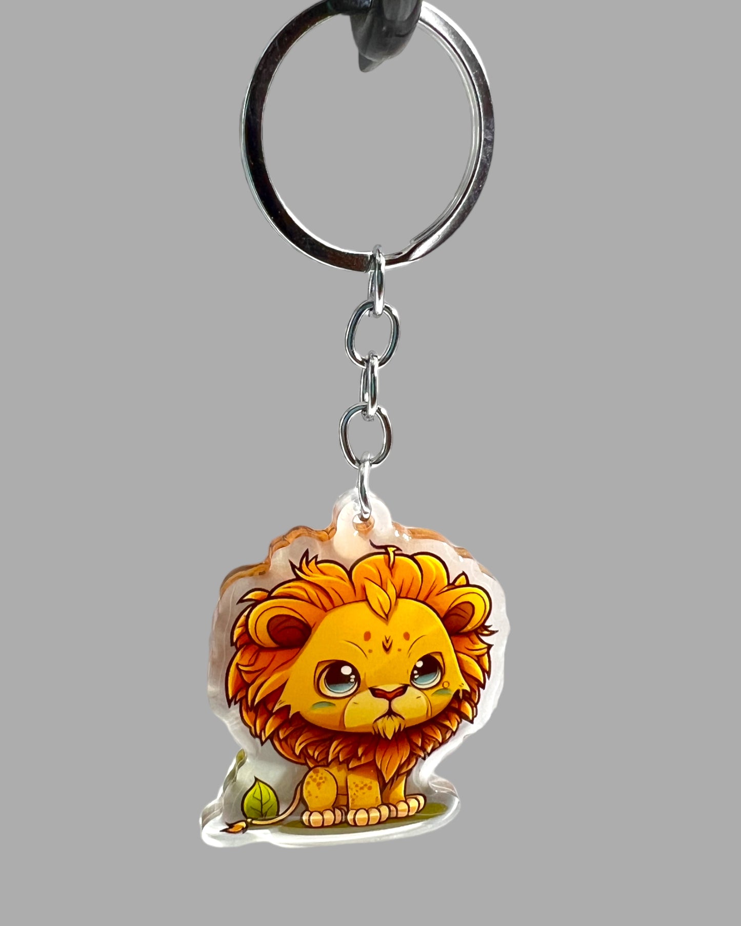 Lion Acrylic Keychain, Wildlife Cute kawaii memorial ornament, pet portrait charm gift backpack fob, dad car décor, first day of school gift