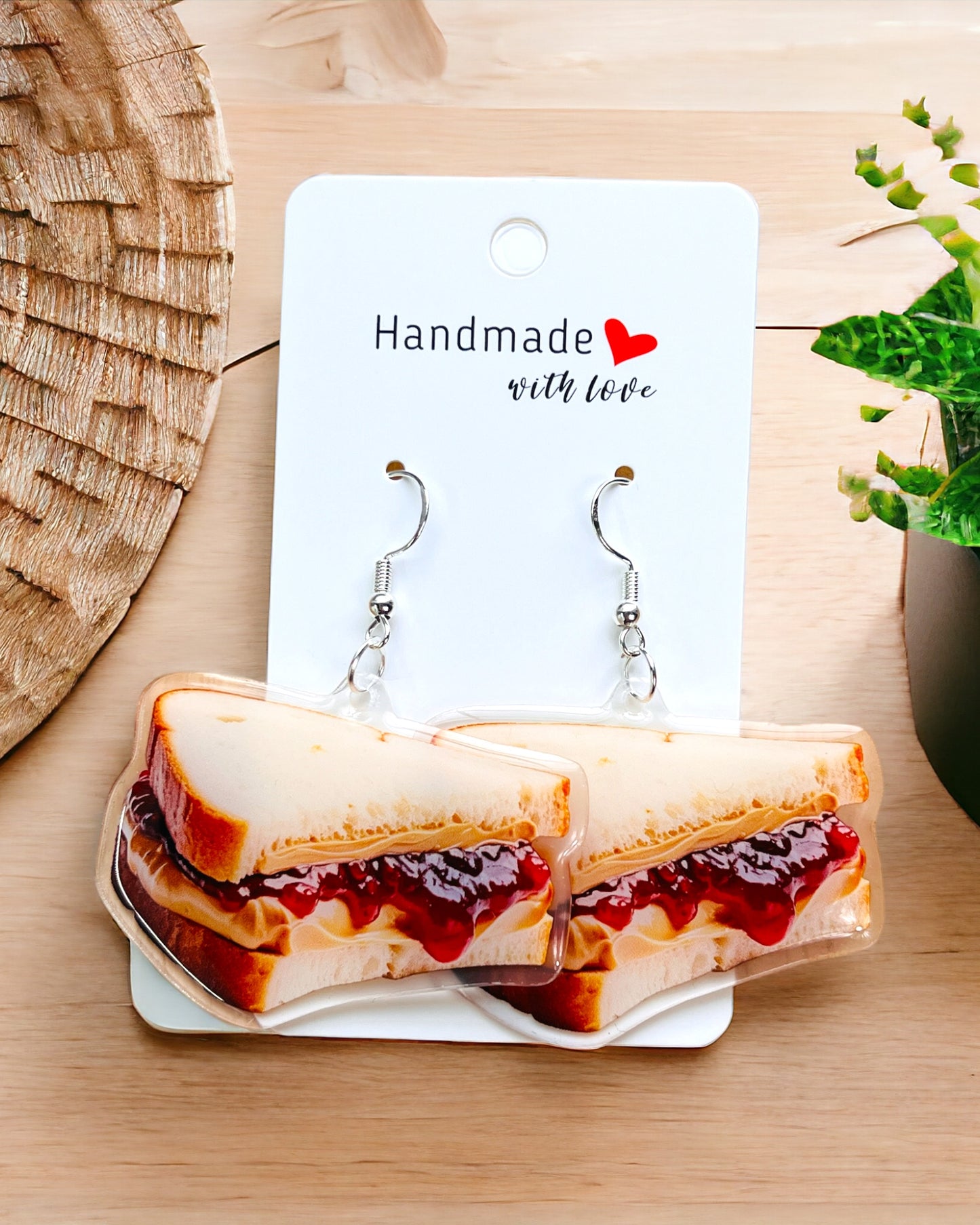 Peanut Butter and Jelly Acrylic earrings, funky weird earrings, quirky earrings, cool funny earrings, gift for her, birthday gift, Christmas stocking stuffer