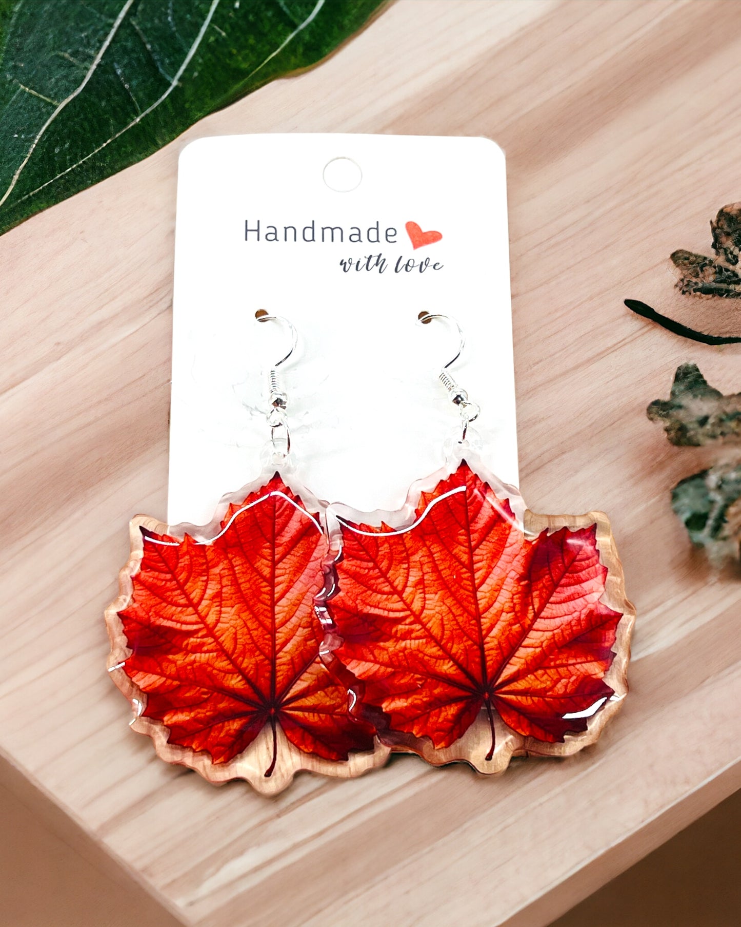 Fall Leaves Acrylic earrings, Waterproof Weird Fun Cool Quirky earrings, Best friend sister birthday gift, Thanksgiving earrings