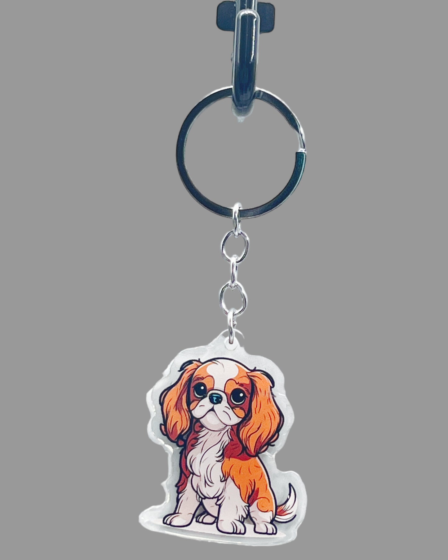 Cavalier King Charles Spaniel Dog Acrylic keychain, Cute kawaii memorial ornament, pet portrait charm gift backpack fob, dad car décor, dog mom