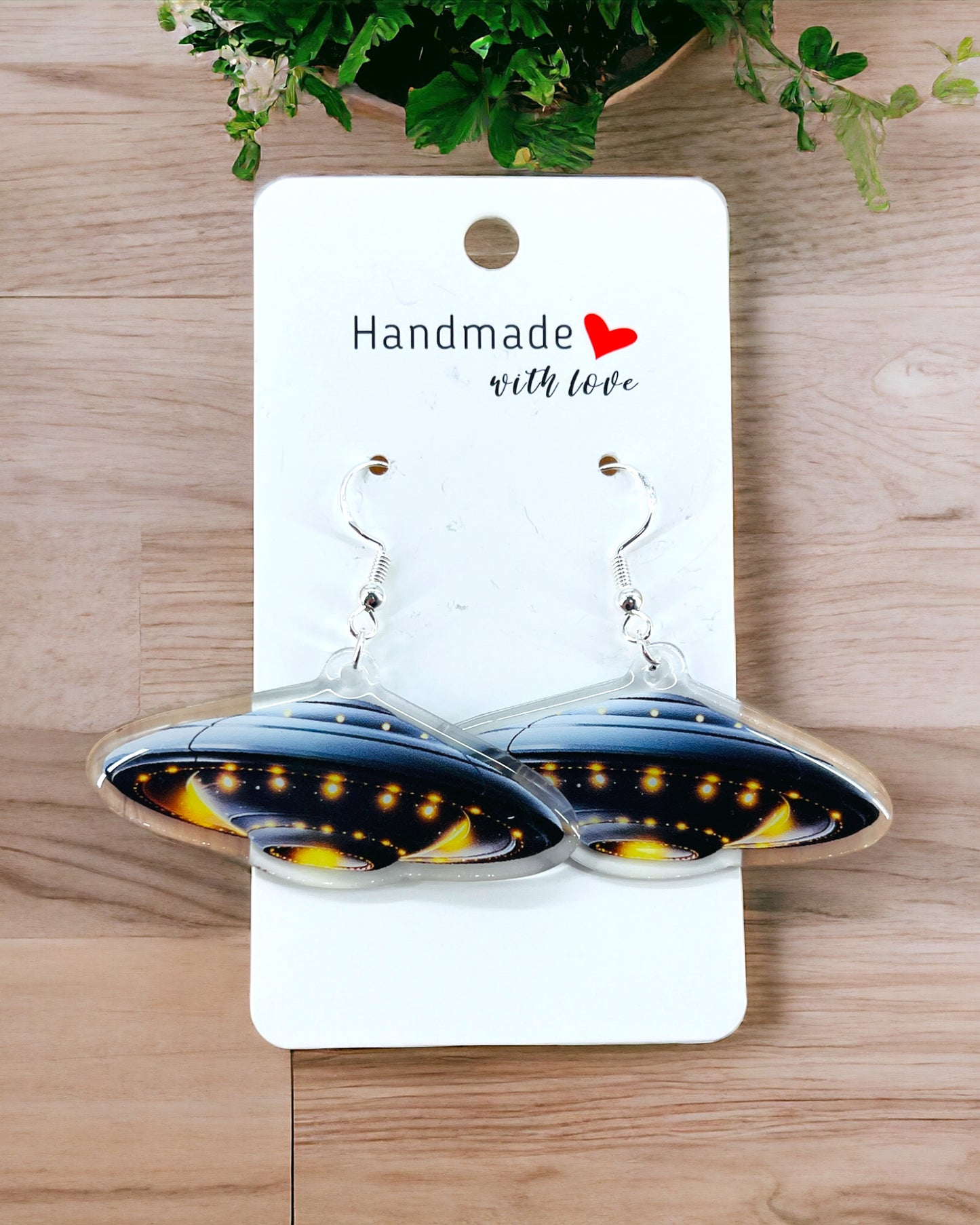 UFO Aliens, Space Acrylic earrings, funky weird quirky earrings, cool funny gift for her, birthday gift, Christmas stocking stuffer